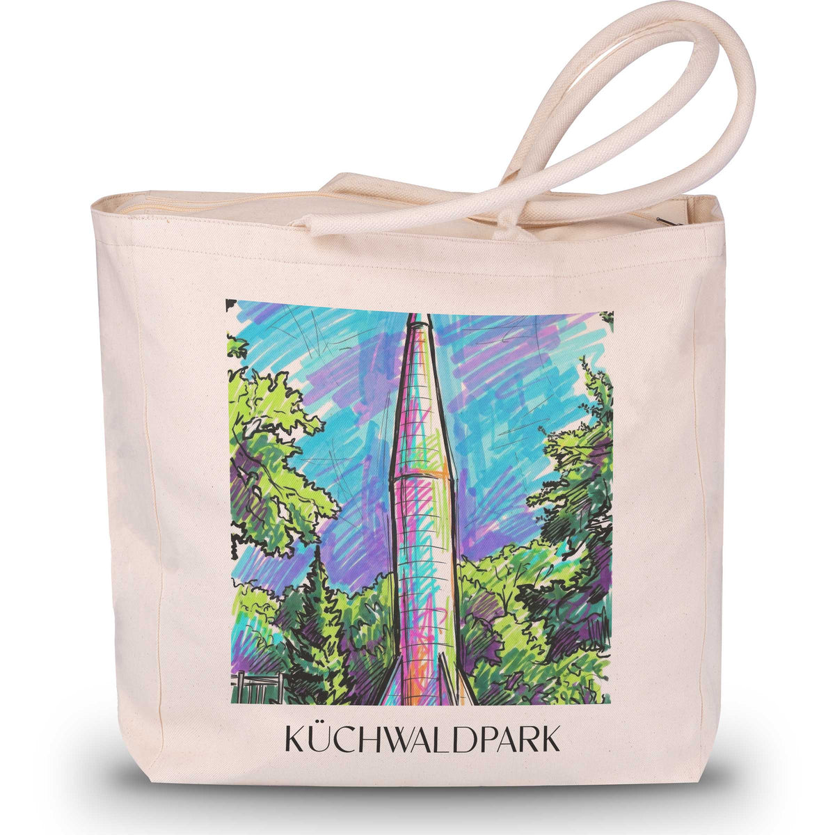 Küchwaldpark Shopping Tasche - Chemnitz - Deutschland Tote Bag - Einkaufstasche im Tag Graffiti Stil - favplace