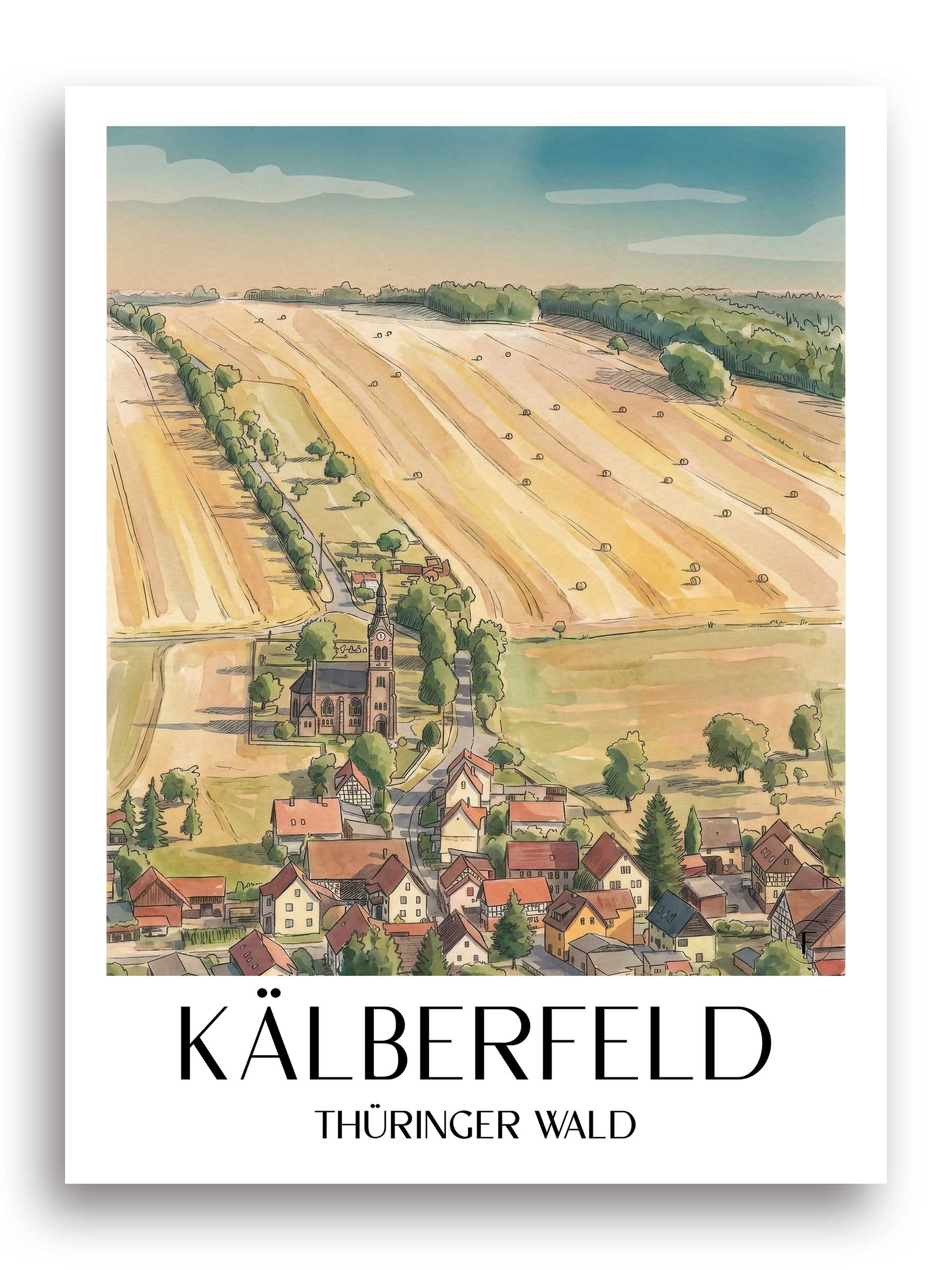 kälberfeld-thüringer-wald-deutschland-poster-aquarell