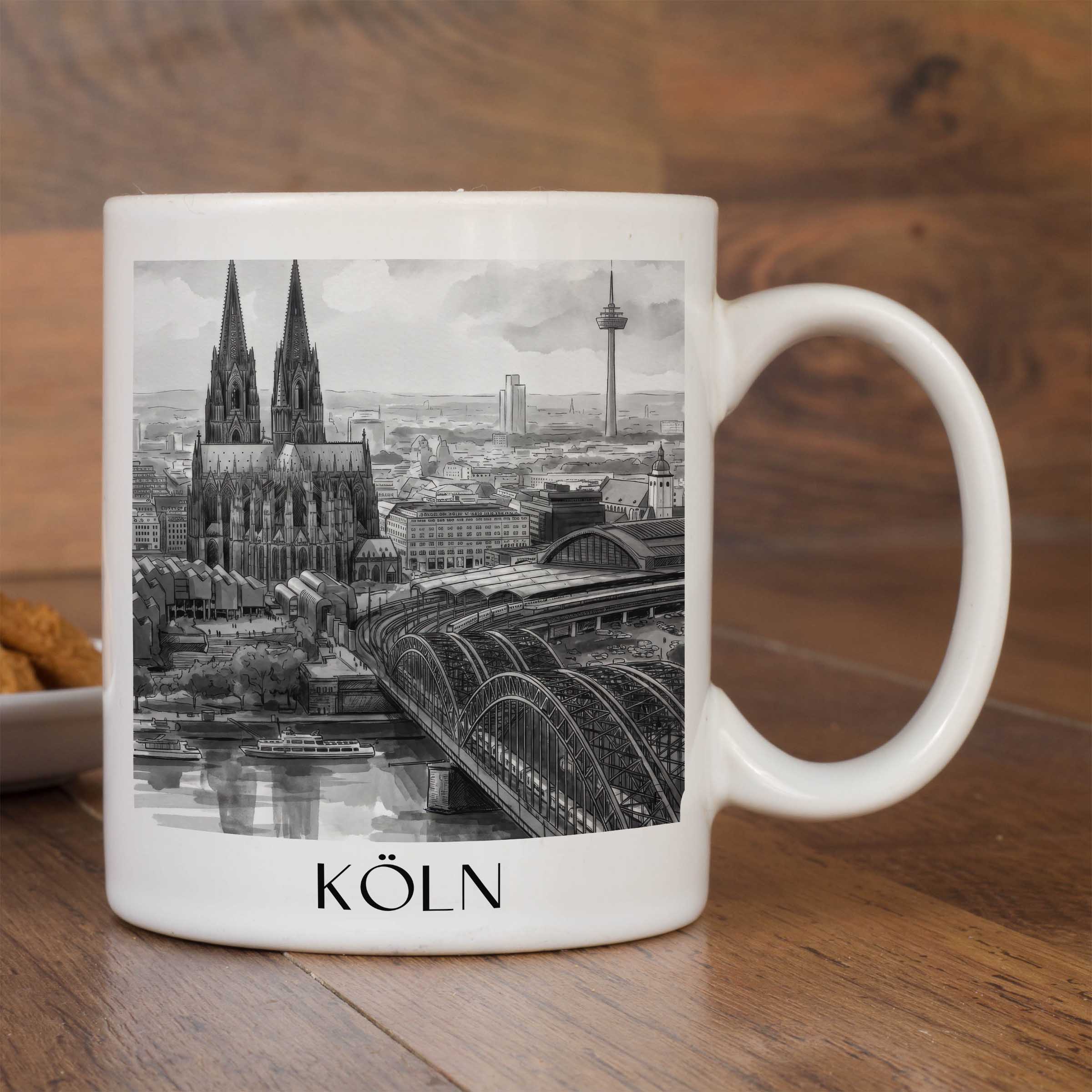 köln-deutschland-kaffeebecher-aquarell-schwarz-weiss