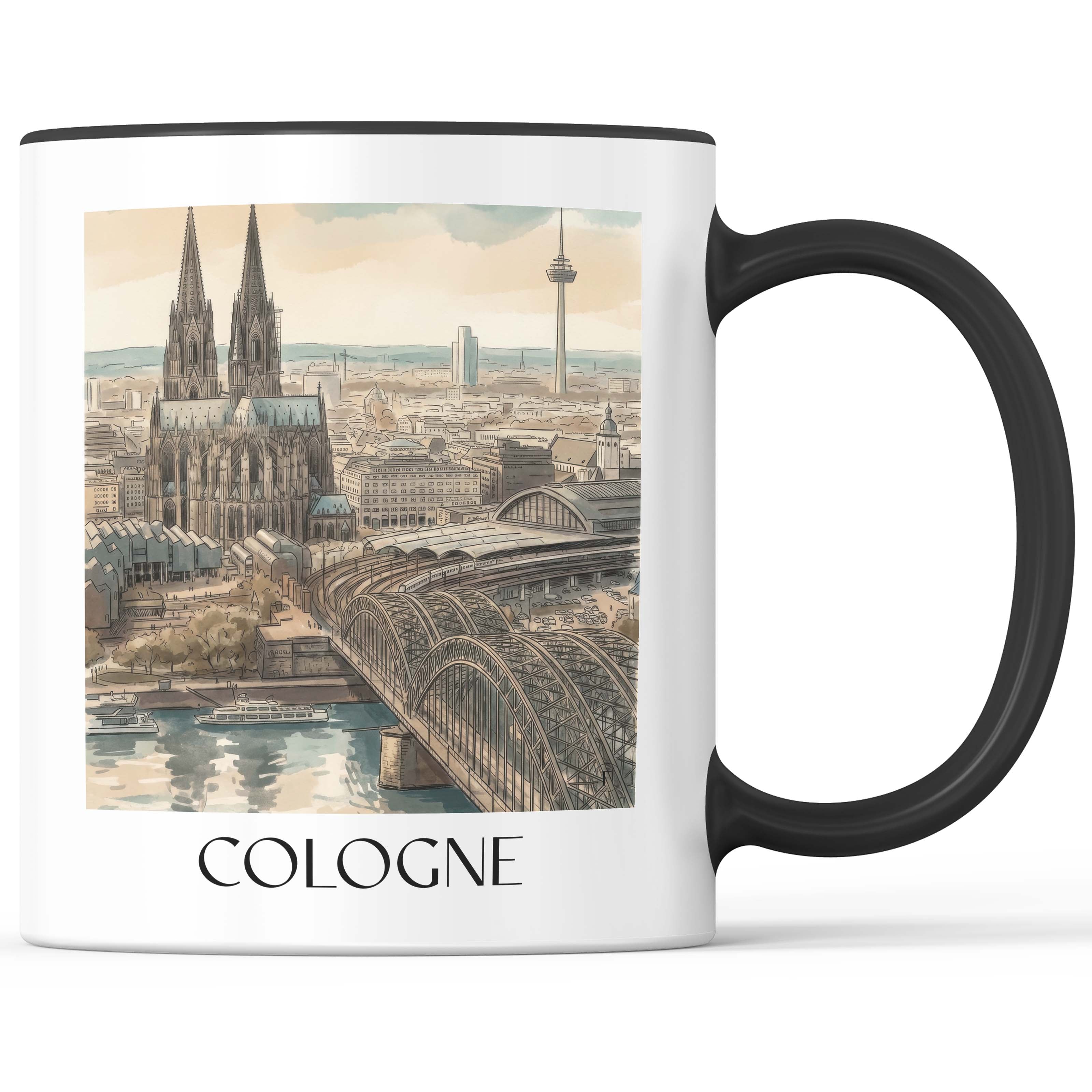 Köln - Deutschland Becher - Kaffeetasse im Aquarell Stil - favplace
