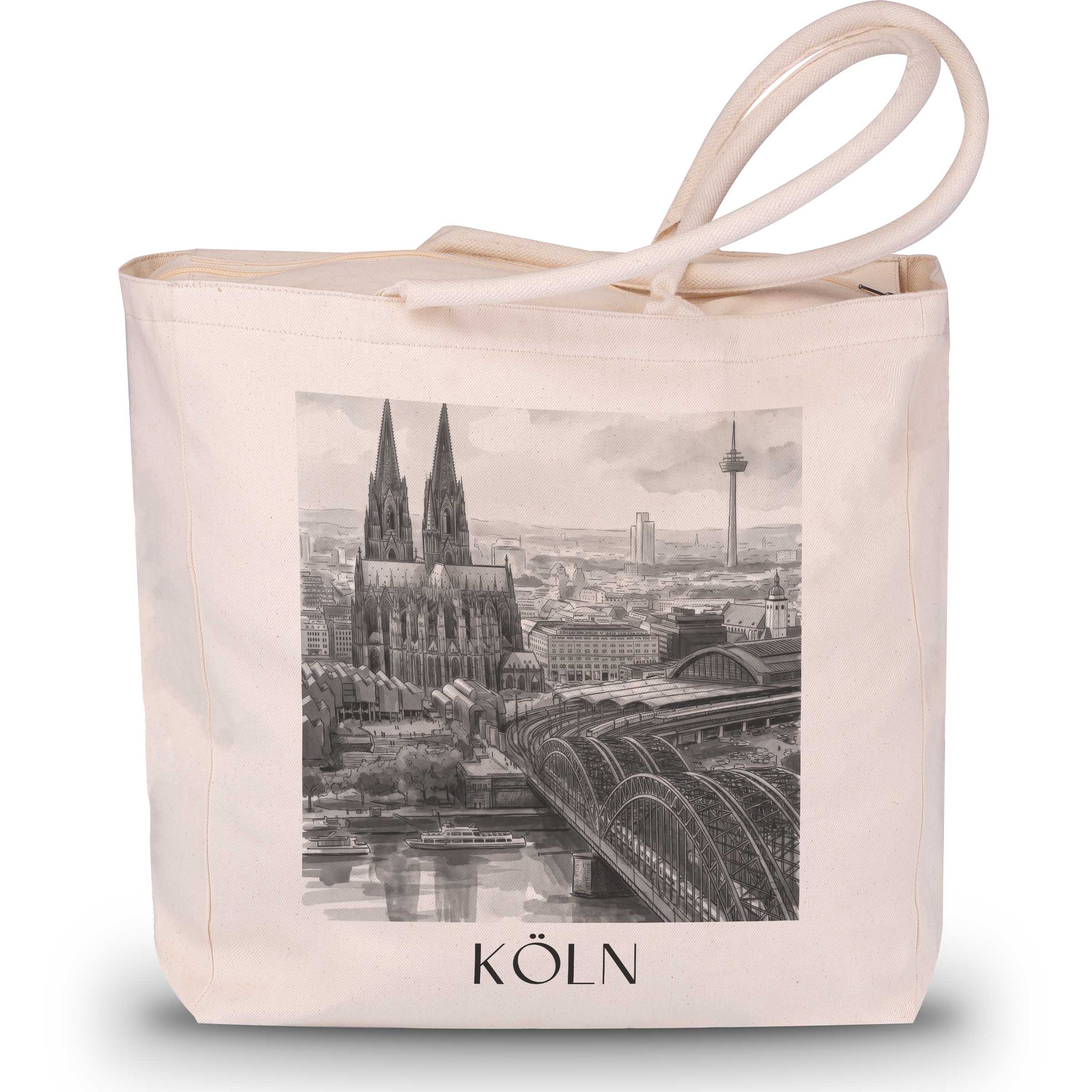 köln-deutschland-einkaufstasche-aquarell-schwarz-weiss
