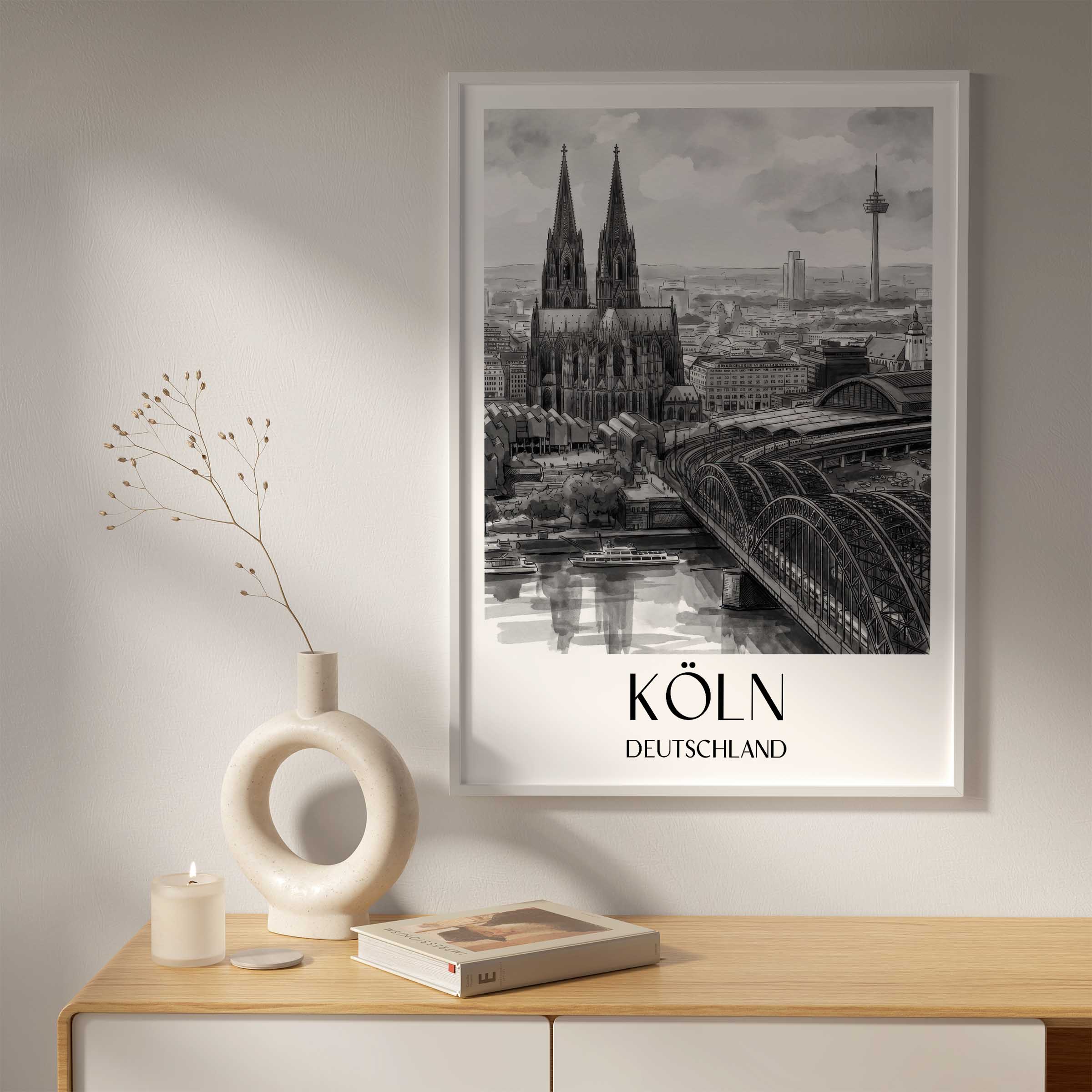 köln-deutschland-poster-aquarell-schwarz-weiss