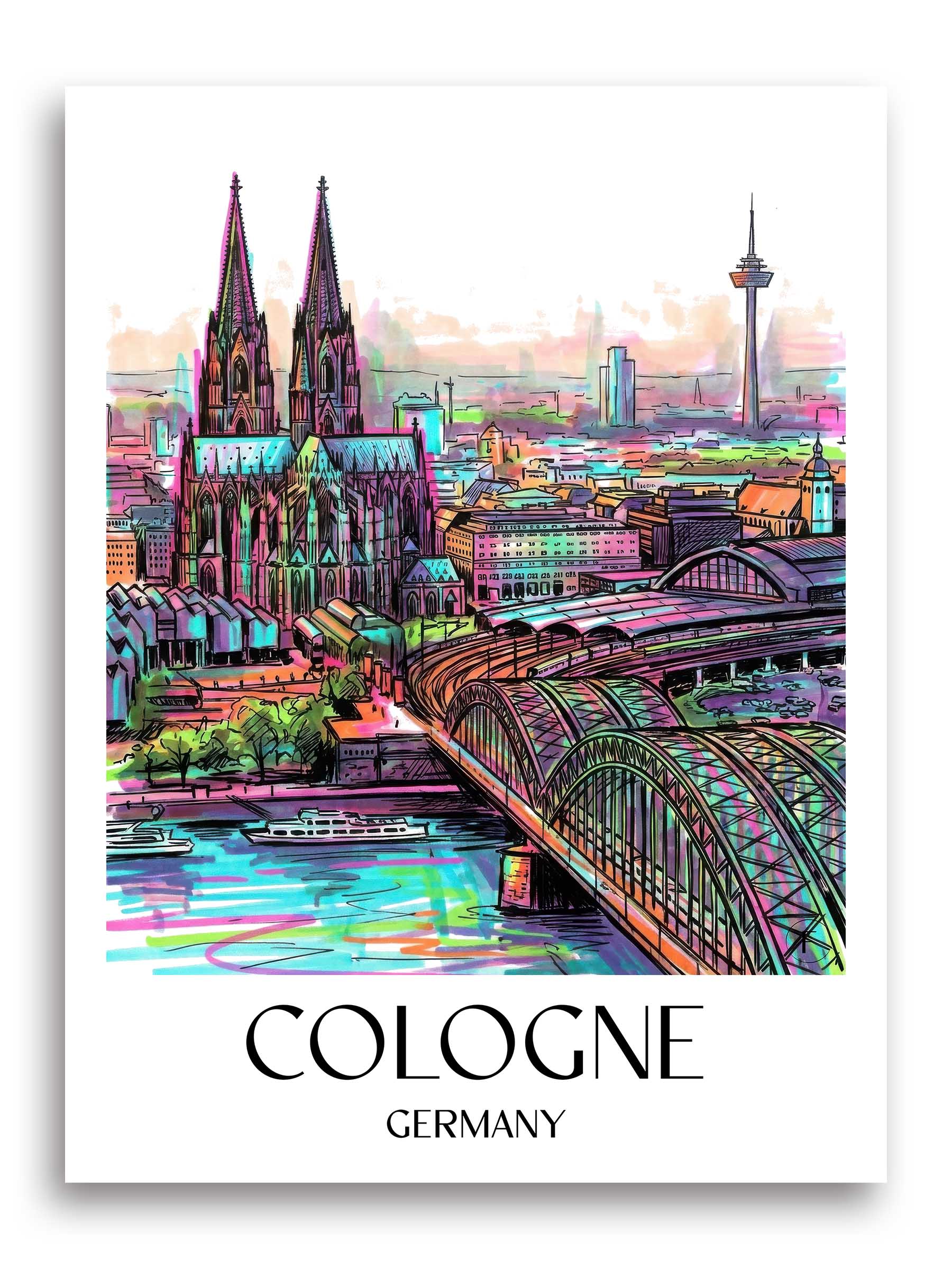 Köln Poster - - Deutschland Kunstdruck - Tag Graffiti von A4 bis A1 - favplace