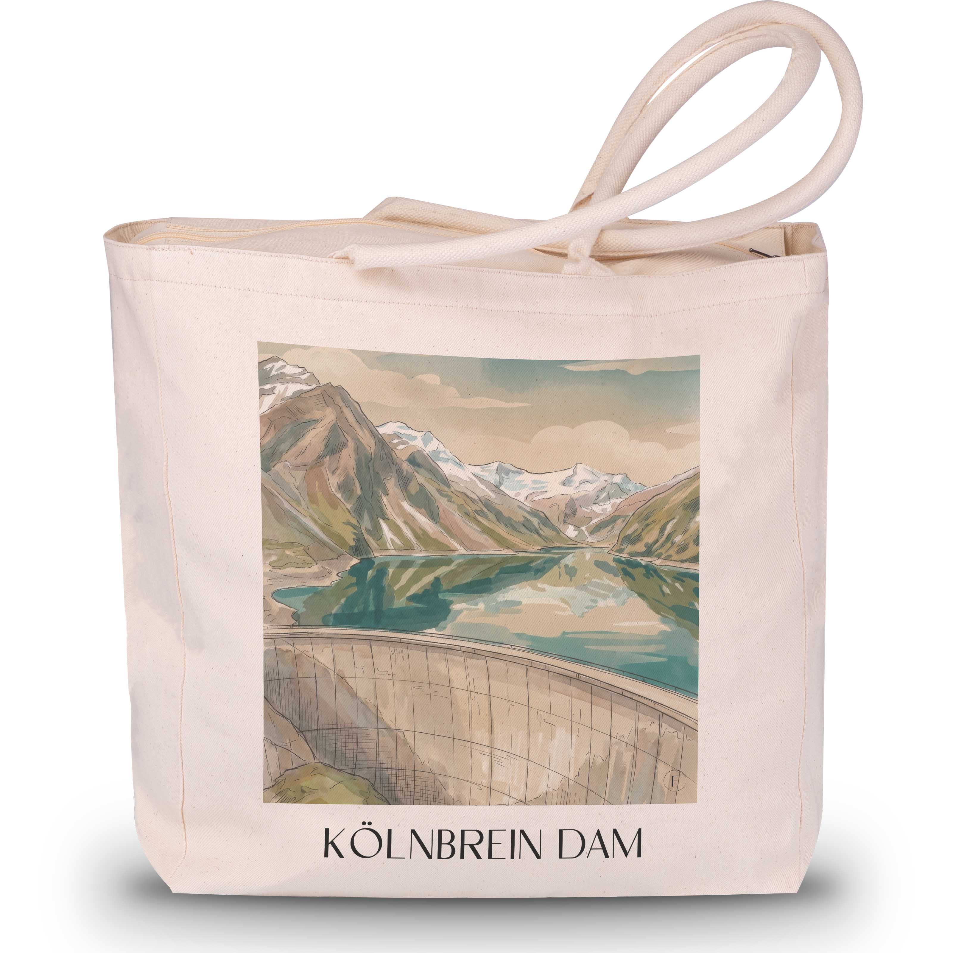 Kölnbreinsperre Shopping Tasche - Kärnten - Österreich Tote Bag - Einkaufstasche im Aquarell Stil - favplace