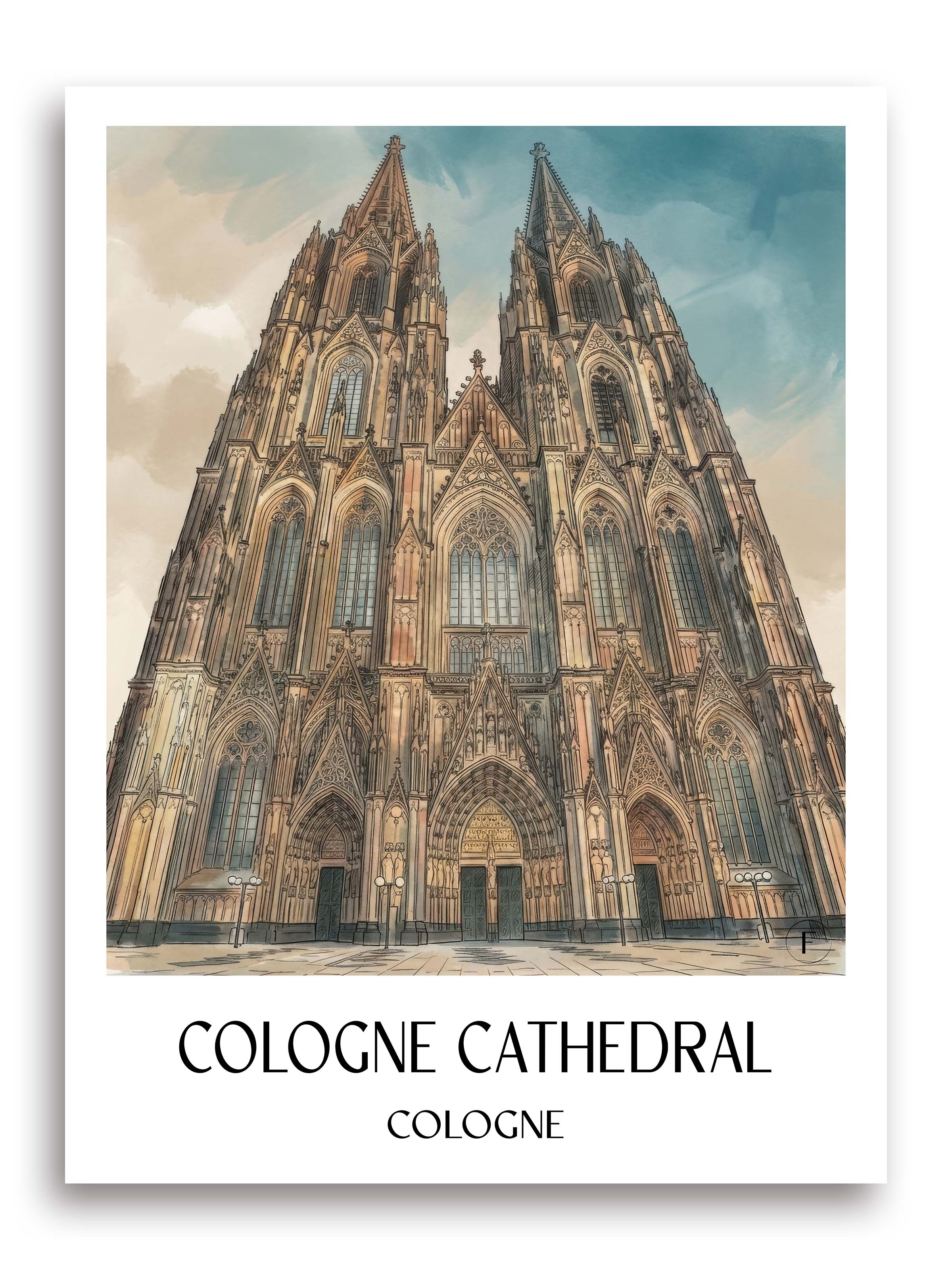 Kölner Dom Poster - Köln - Deutschland Kunstdruck - Aquarell von A4 bis A1 - favplace