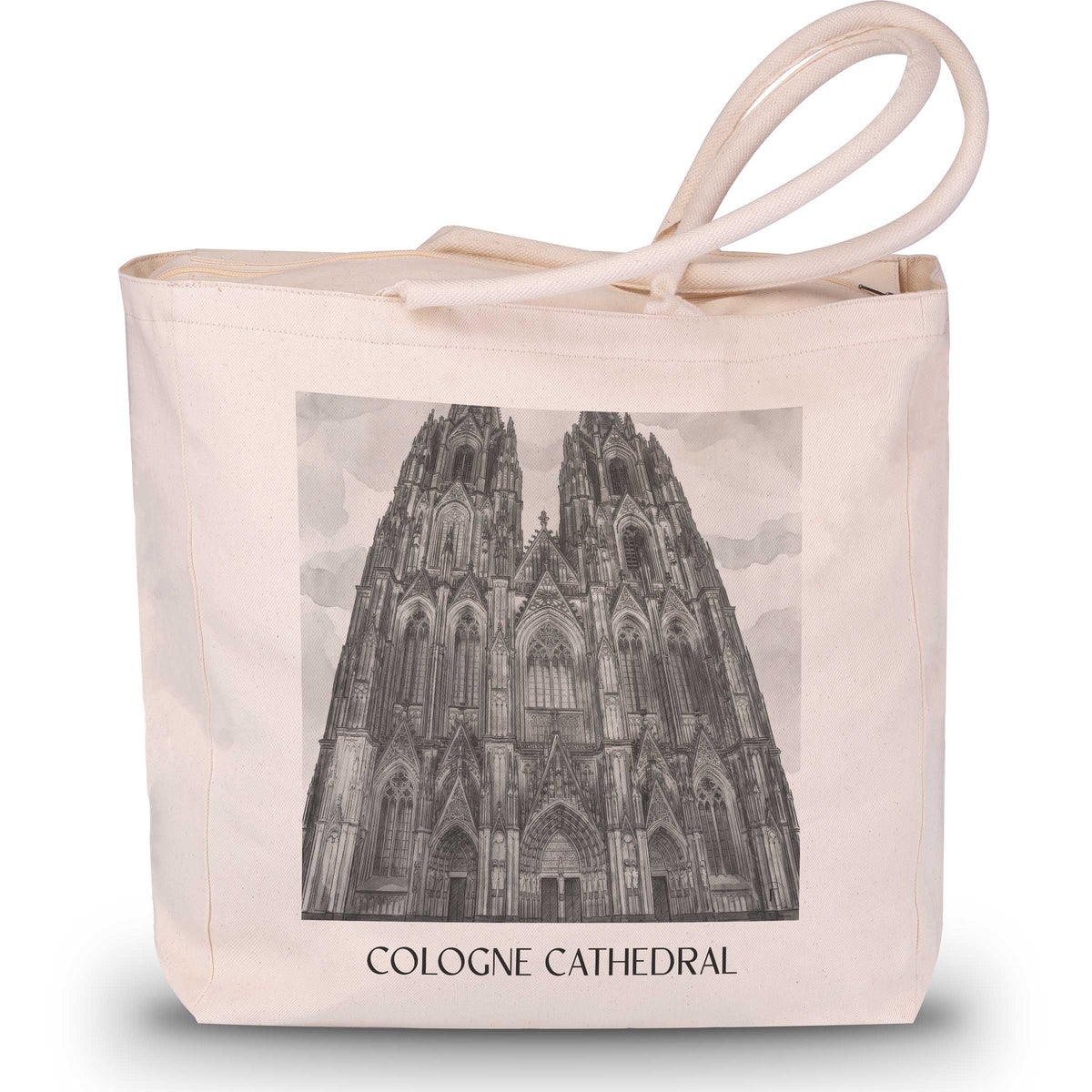 Kölner Dom Shopping Tasche - Köln - Deutschland Tote Bag - Einkaufstasche im Aquarell Schwarz-Weiß Stil - favplace