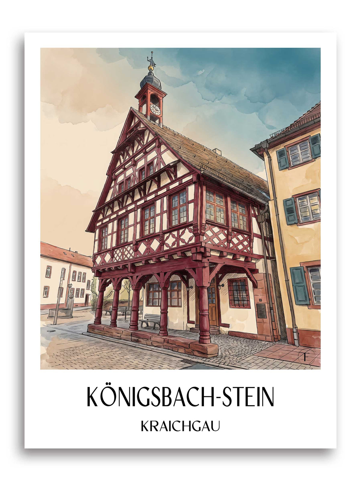 königsbach-stein-kraichgau-deutschland-poster-aquarell