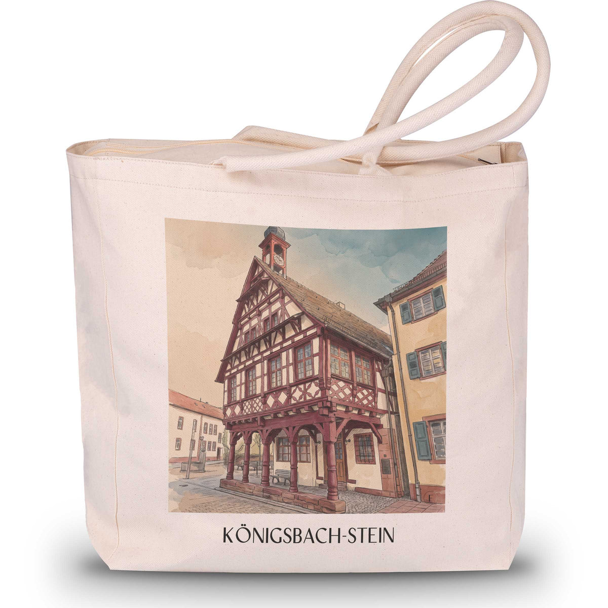 Königsbach-Stein Shopping Tasche - Kraichgau - Deutschland Tote Bag - Einkaufstasche im Aquarell Stil - favplace