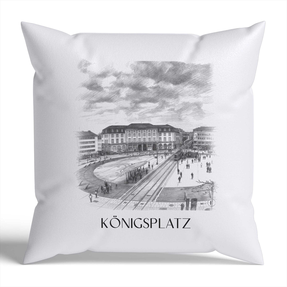 Königsplatz Kissenhülle - Zierkissen Bezug - Kassel - Deutschland Kissen bzw. Kissenbezug im Zeichnung Stil - favplace