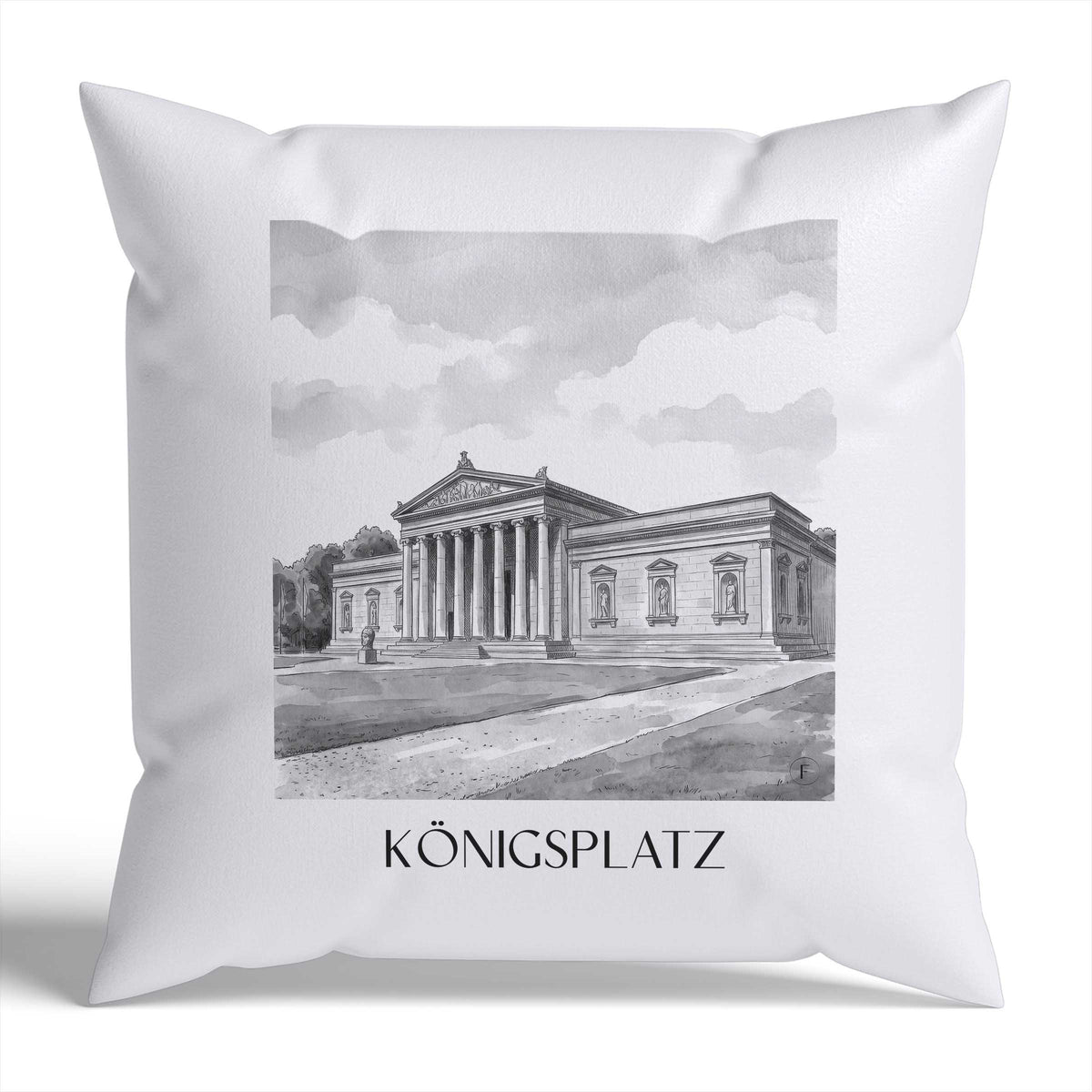 königsplatz-münchen-deutschland-kissenbezug-aquarell-schwarz-weiss