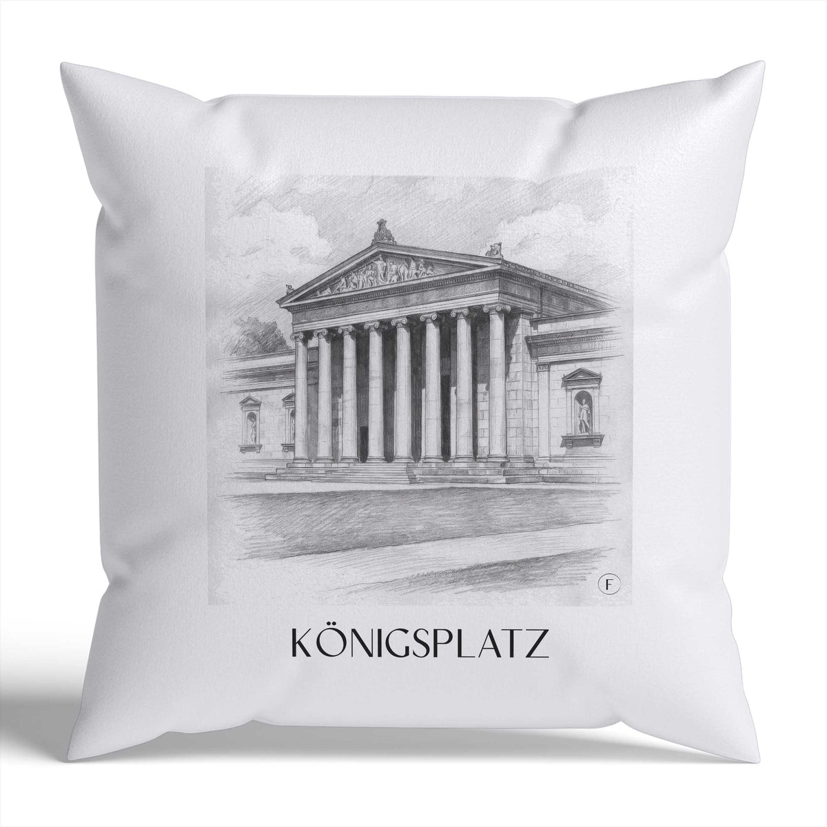 Königsplatz Kissenhülle - Zierkissen Bezug - München - Deutschland Kissen bzw. Kissenbezug im Zeichnung Stil - favplace