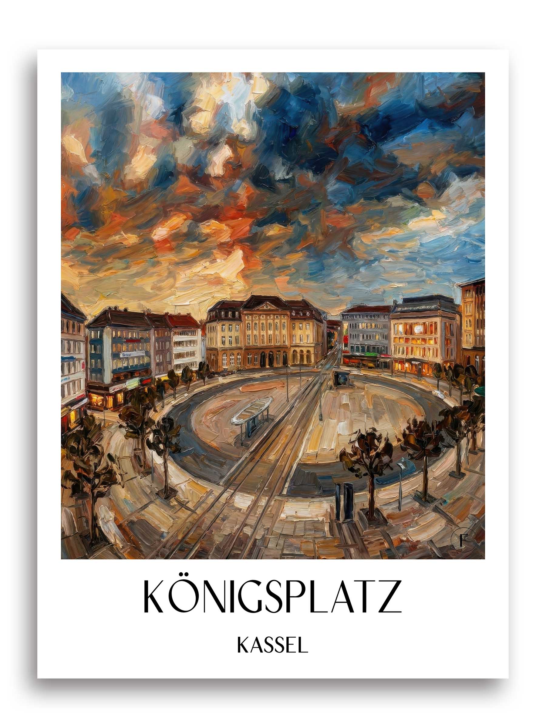 Königsplatz Poster - Kassel - Deutschland Kunstdruck - Ölgemälde von A4 bis A1 - favplace