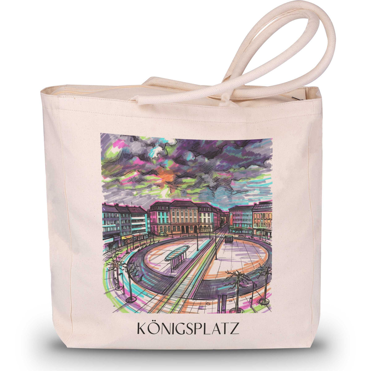 Königsplatz Shopping Tasche - Kassel - Deutschland Tote Bag - Einkaufstasche im Tag Graffiti Stil - favplace