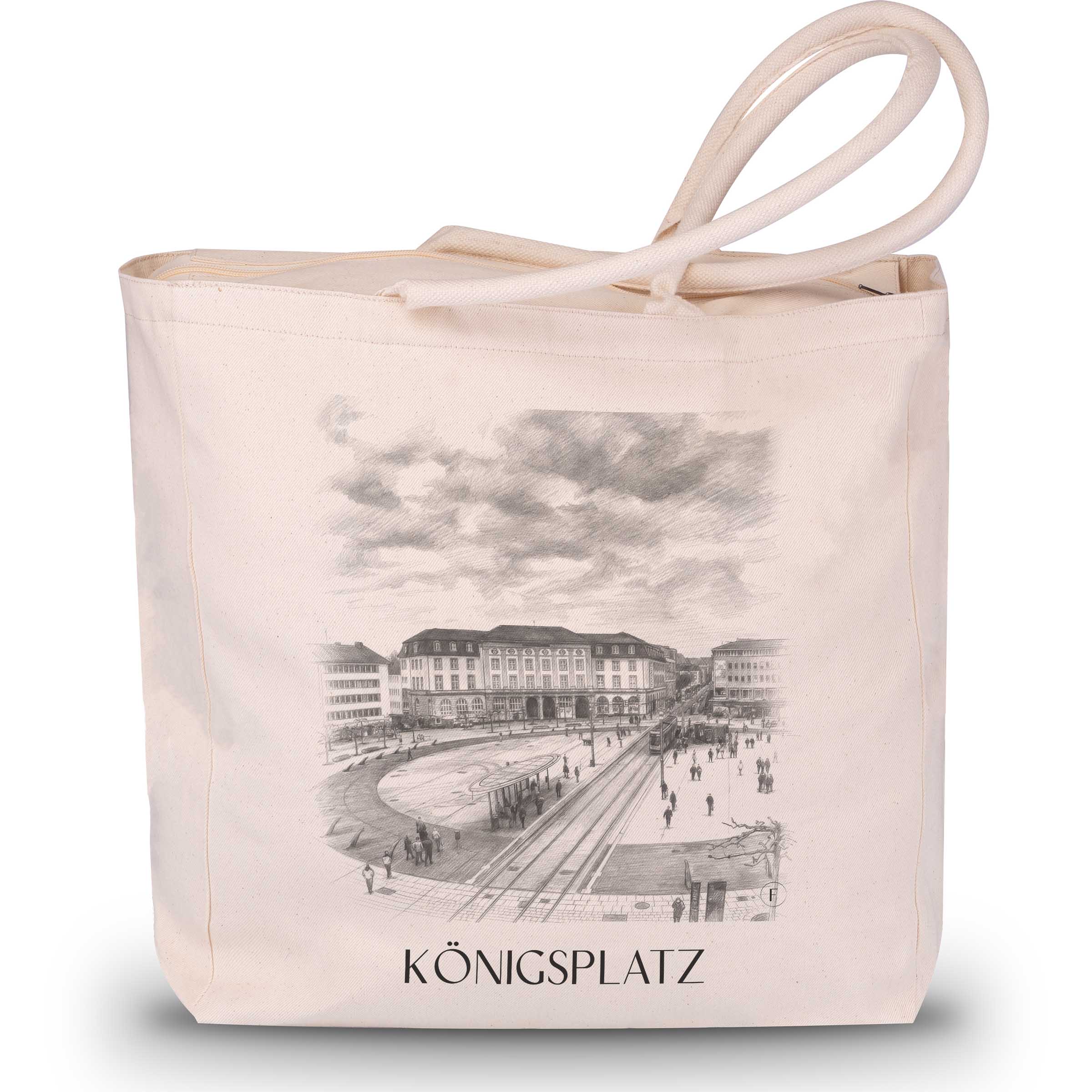 Königsplatz Shopping Tasche - Kassel - Deutschland Tote Bag - Einkaufstasche im Zeichnung Stil