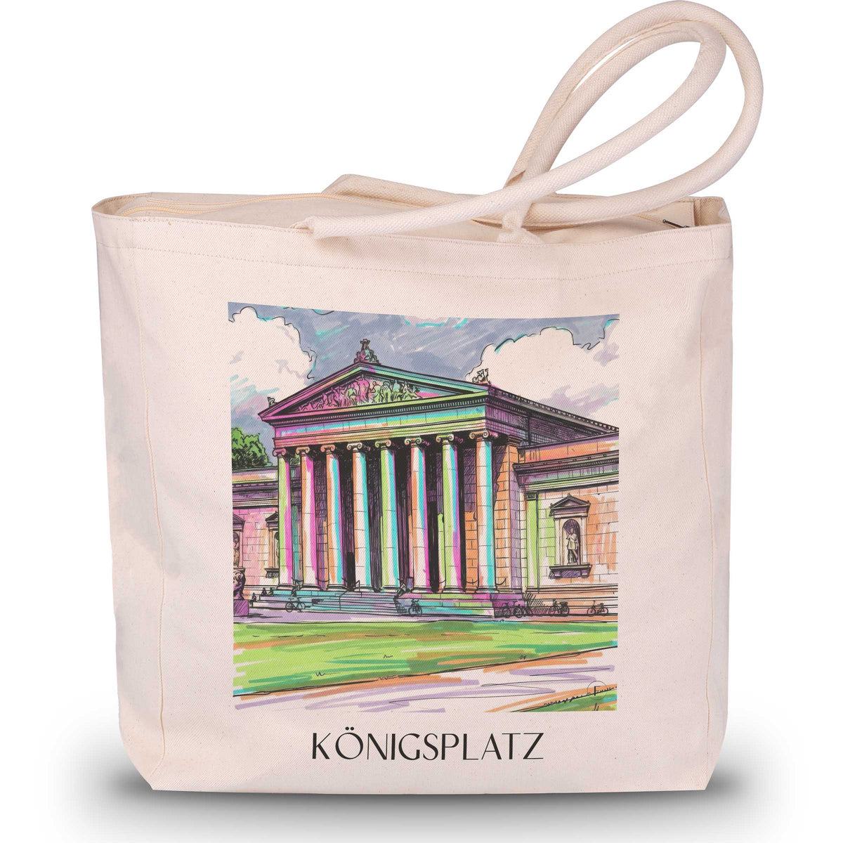 Königsplatz Shopping Tasche - München - Deutschland Tote Bag - Einkaufstasche im Tag Graffiti Stil - favplace