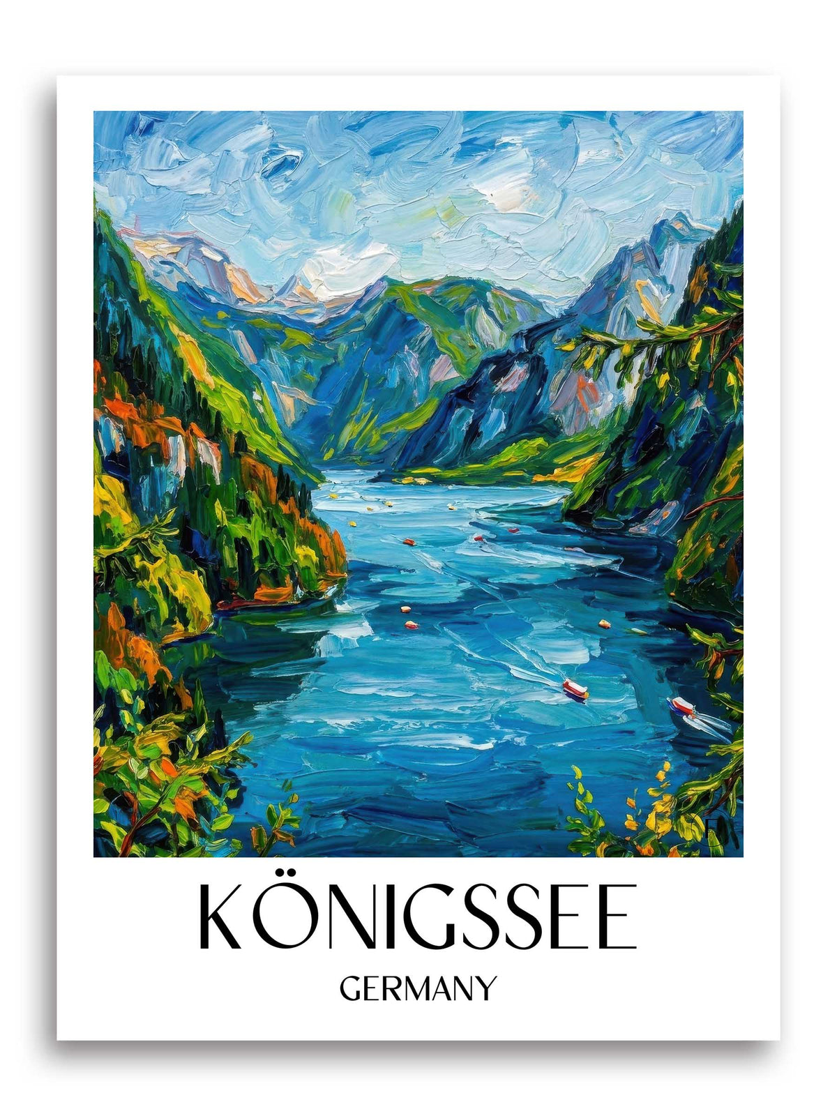 Königssee Poster - Berchtesgadener Land - Deutschland Kunstdruck - Ölgemälde von A4 bis A1 - favplace