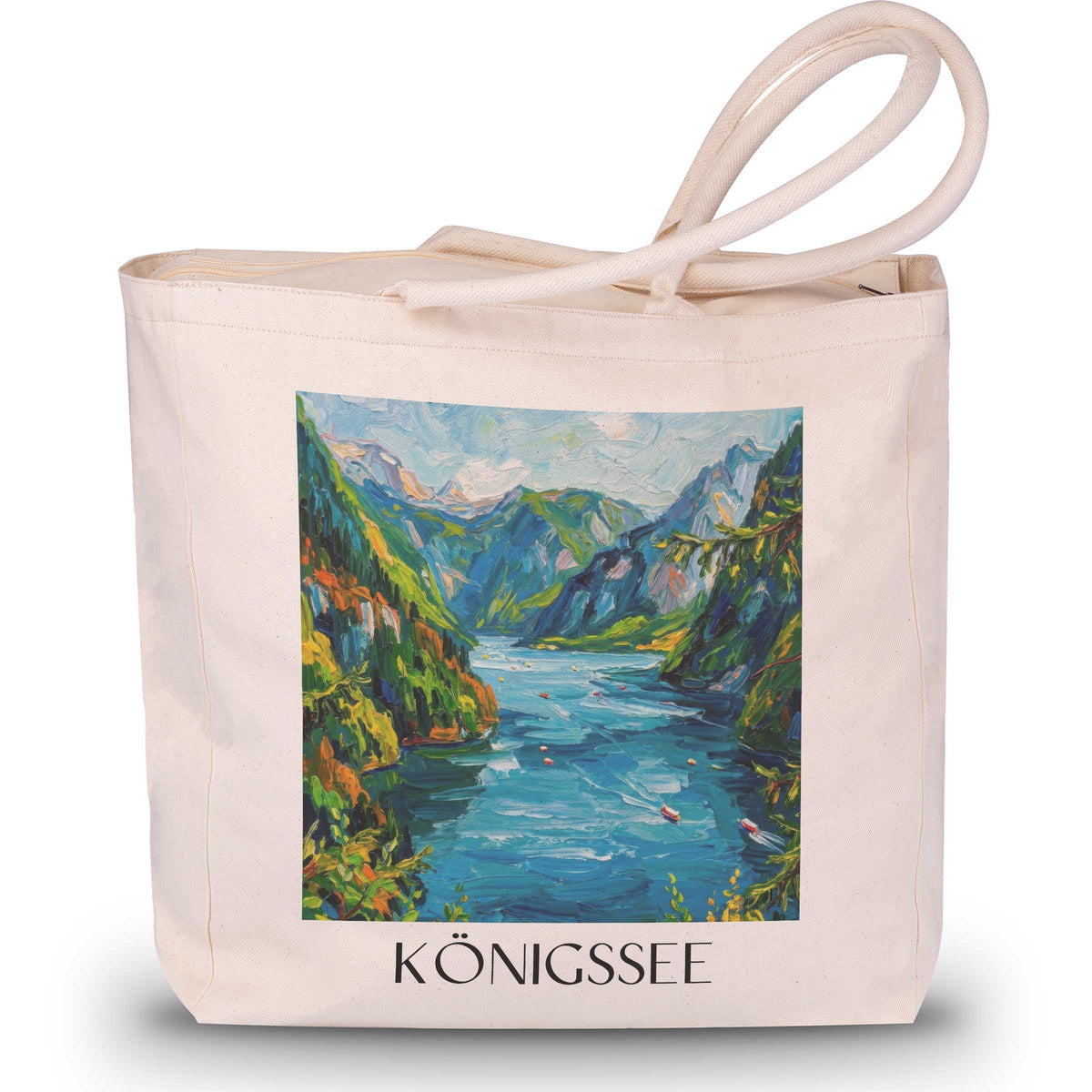 Königssee Shopping Tasche - Berchtesgadener Land - Deutschland Tote Bag - Einkaufstasche im Ölgemälde Stil - favplace