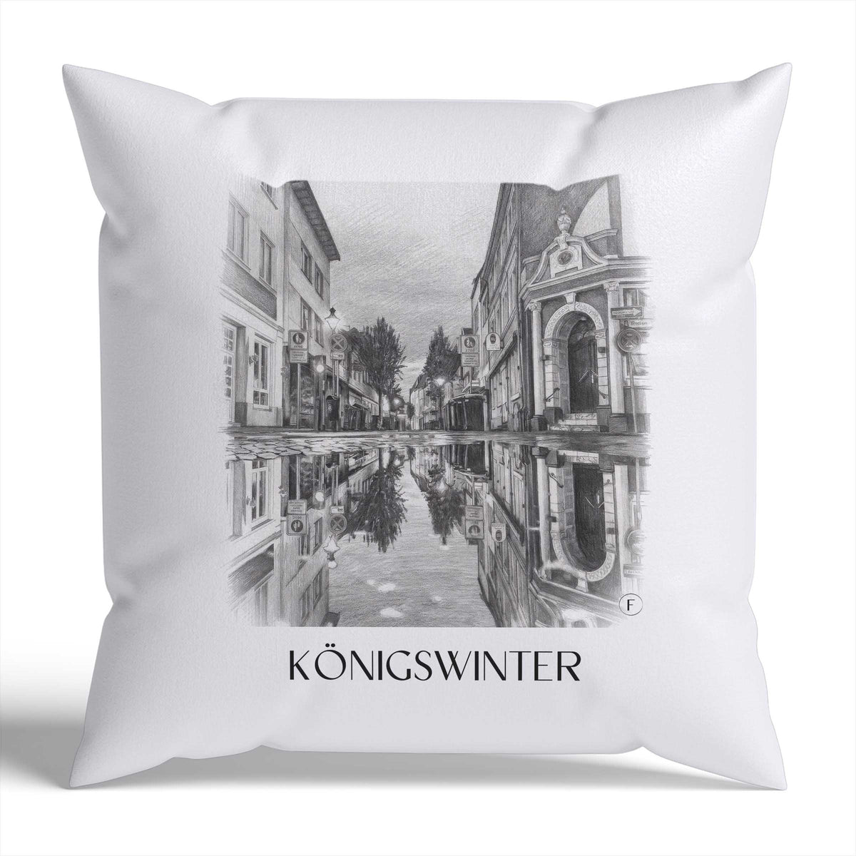 Königswinter Kissenhülle - Zierkissen Bezug - Rheinland - Deutschland Kissen bzw. Kissenbezug im Zeichnung Stil - favplace