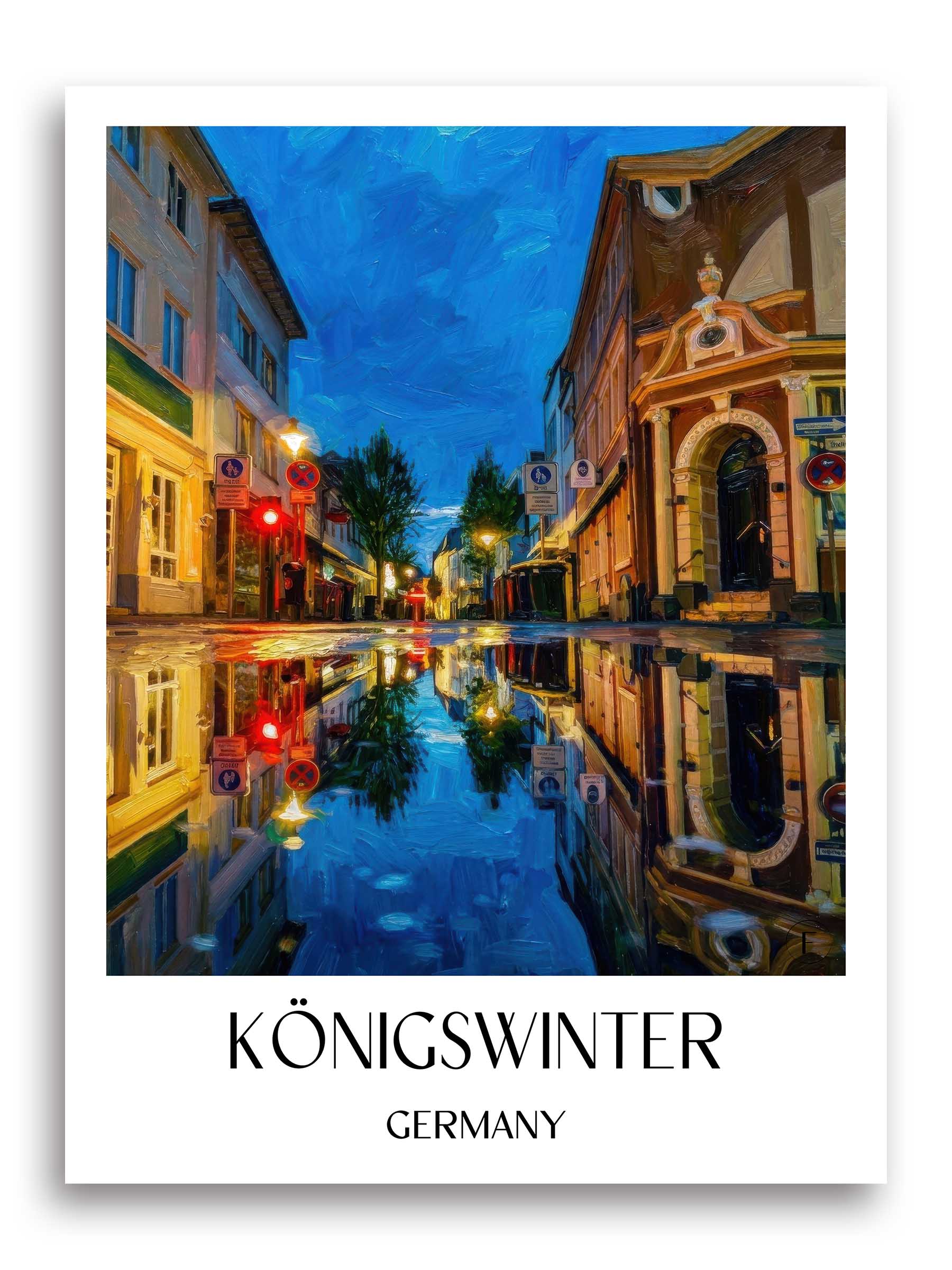 Königswinter Poster - Rheinland - Deutschland Kunstdruck - Ölgemälde von A4 bis A1 - favplace