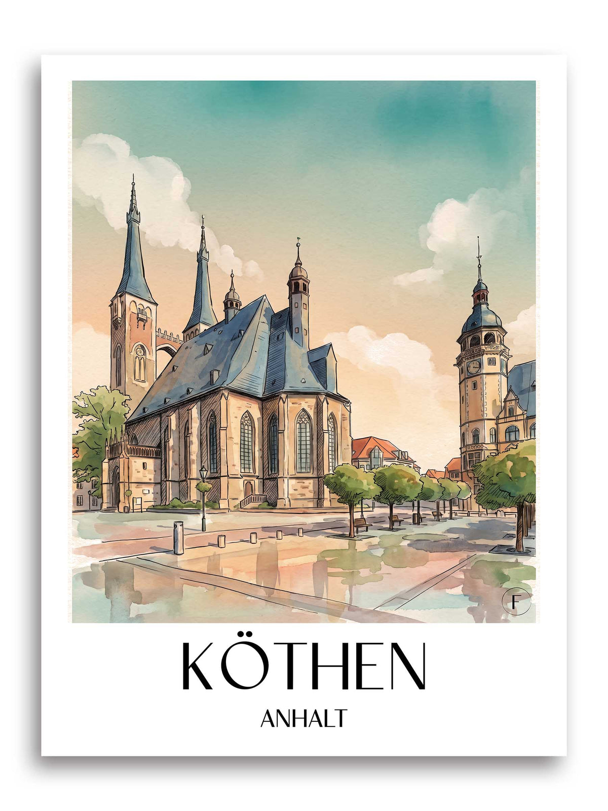 köthen--anhalt-deutschland-poster-aquarell