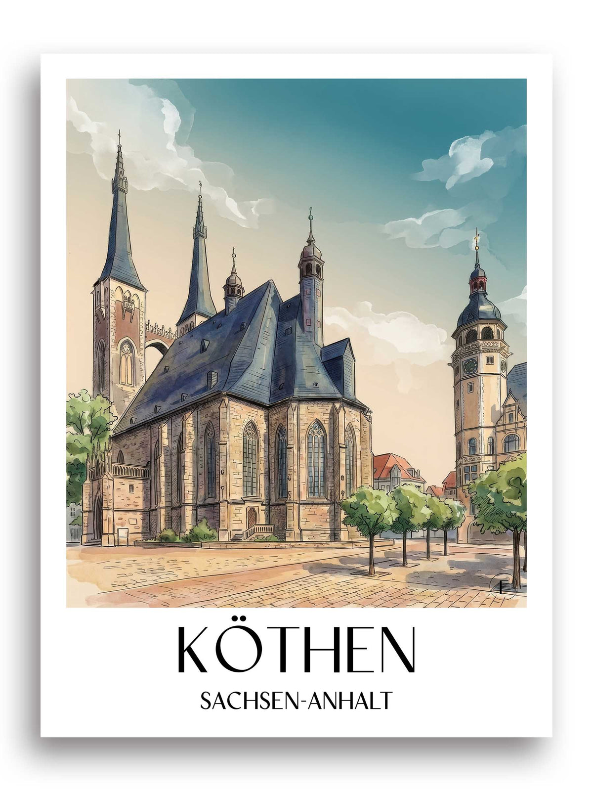 köthen-sachsen-anhalt-deutschland-poster-aquarell