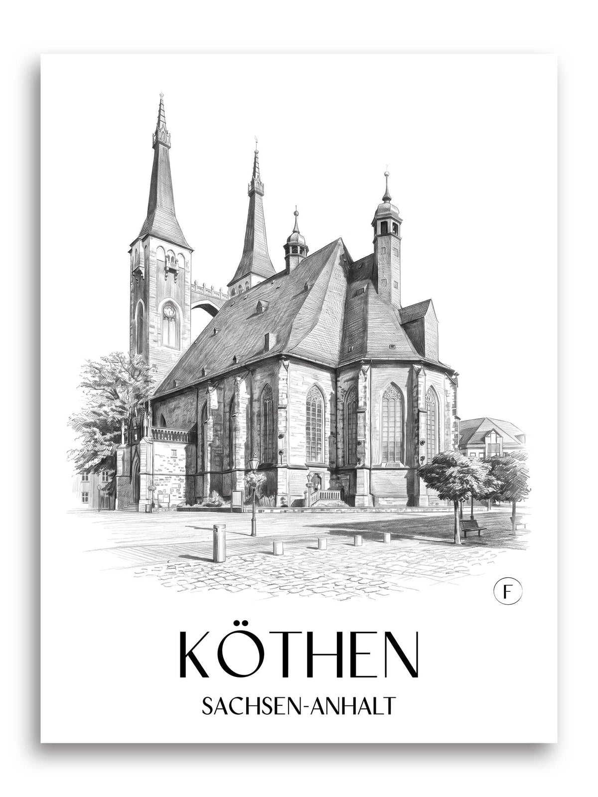 köthen-sachsen-anhalt-deutschland-poster-bleistift-zeichnung-drawing