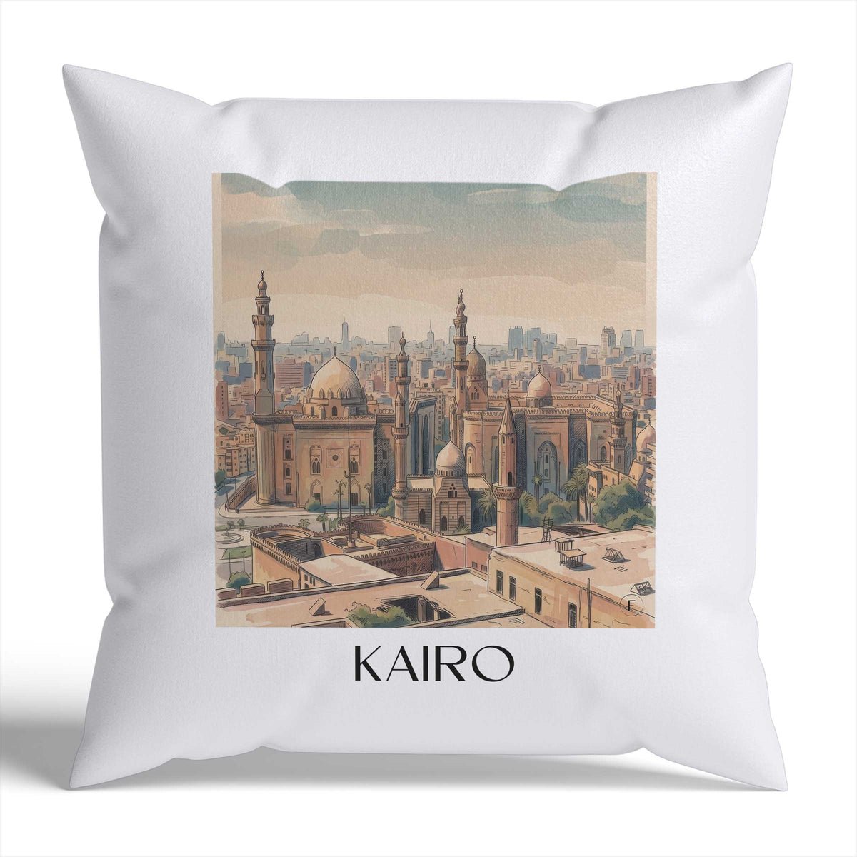 kairo-ägypten-ägypten-kissenbezug-aquarell
