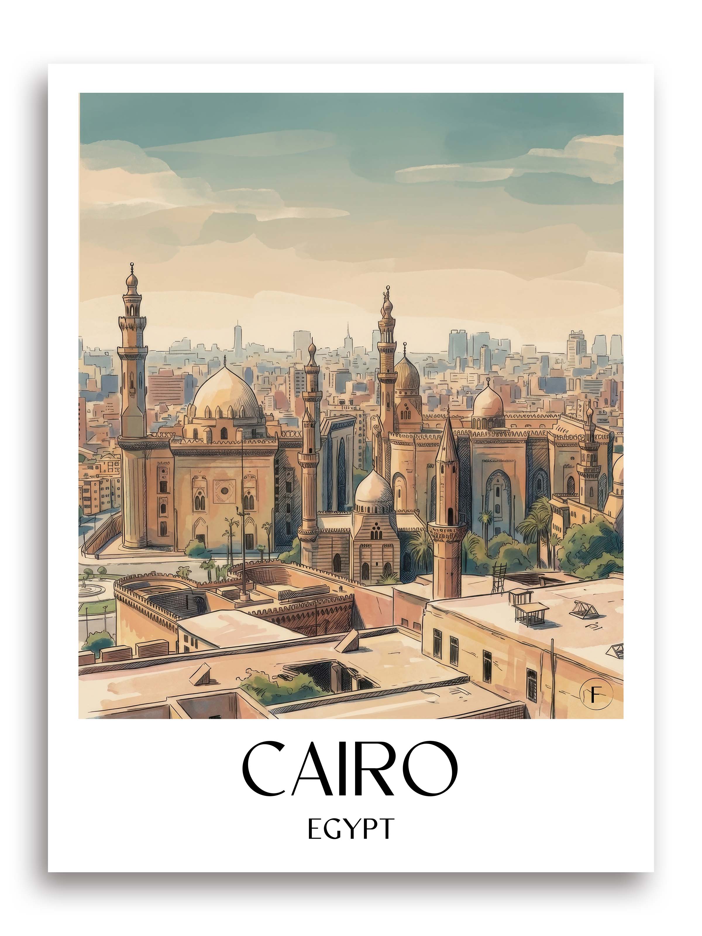 Kairo Poster - Ägypten Kunstdruck - Aquarell von A4 bis A1 - favplace