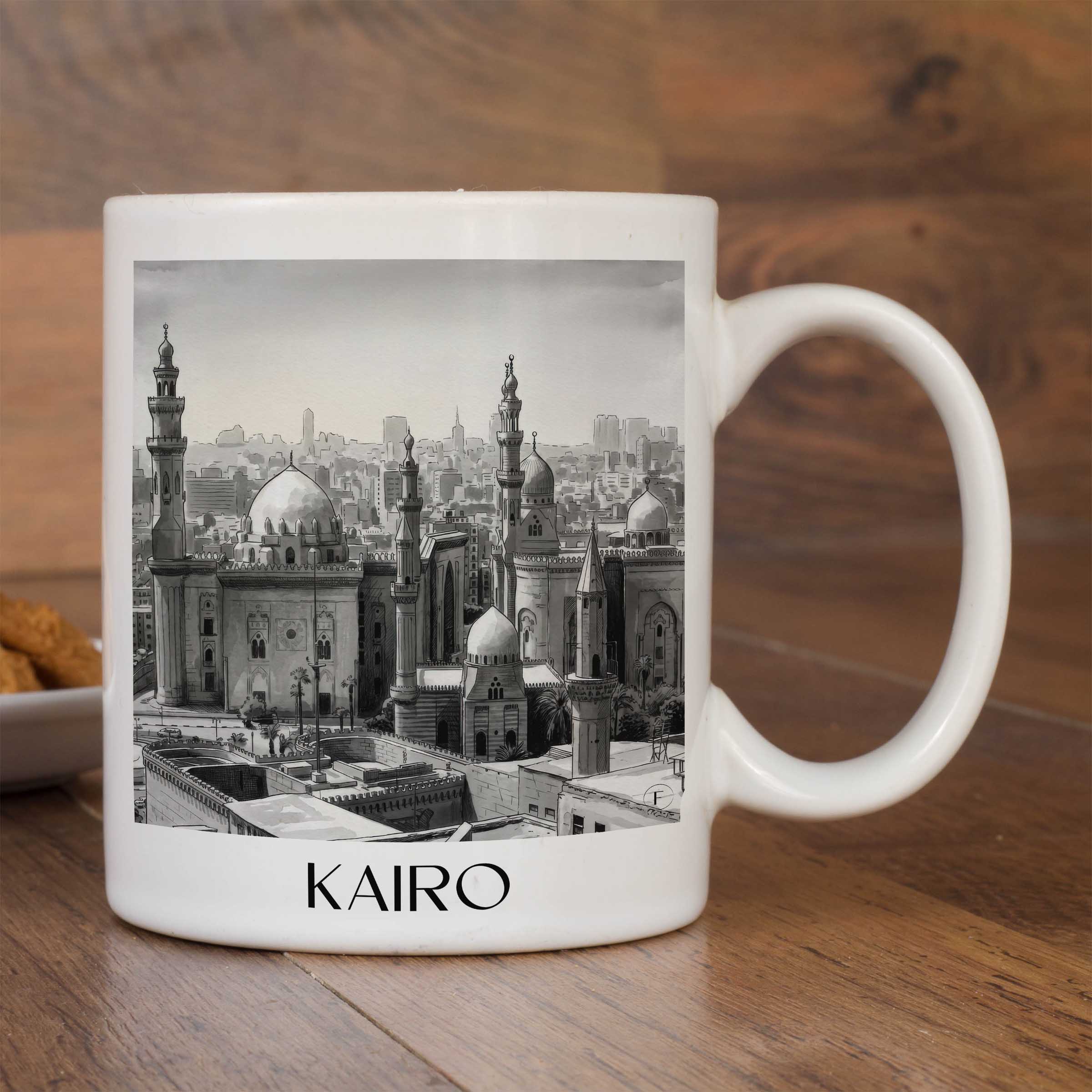 kairo-ägypten-kaffeebecher-aquarell-schwarz-weiss