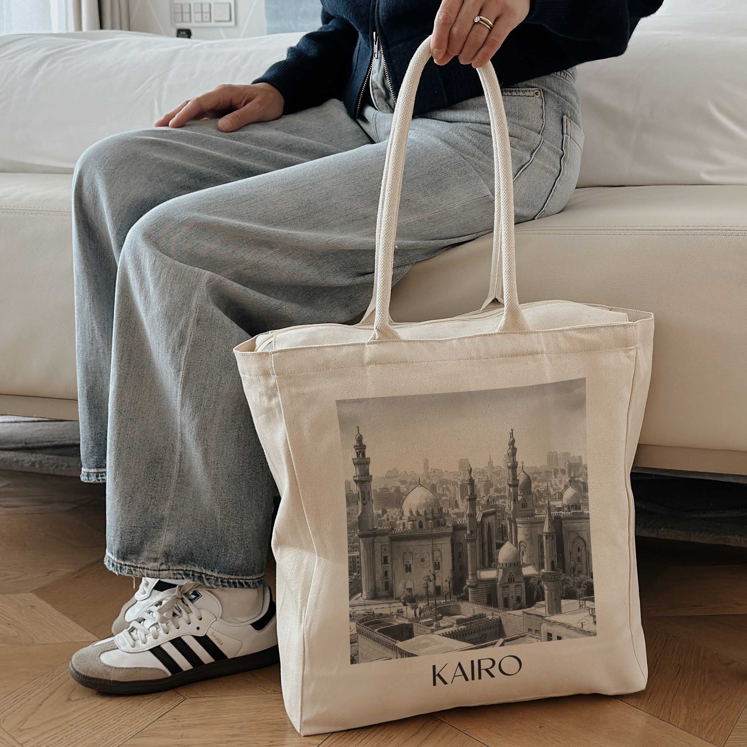 kairo-ägypten-einkaufstasche-aquarell-schwarz-weiss