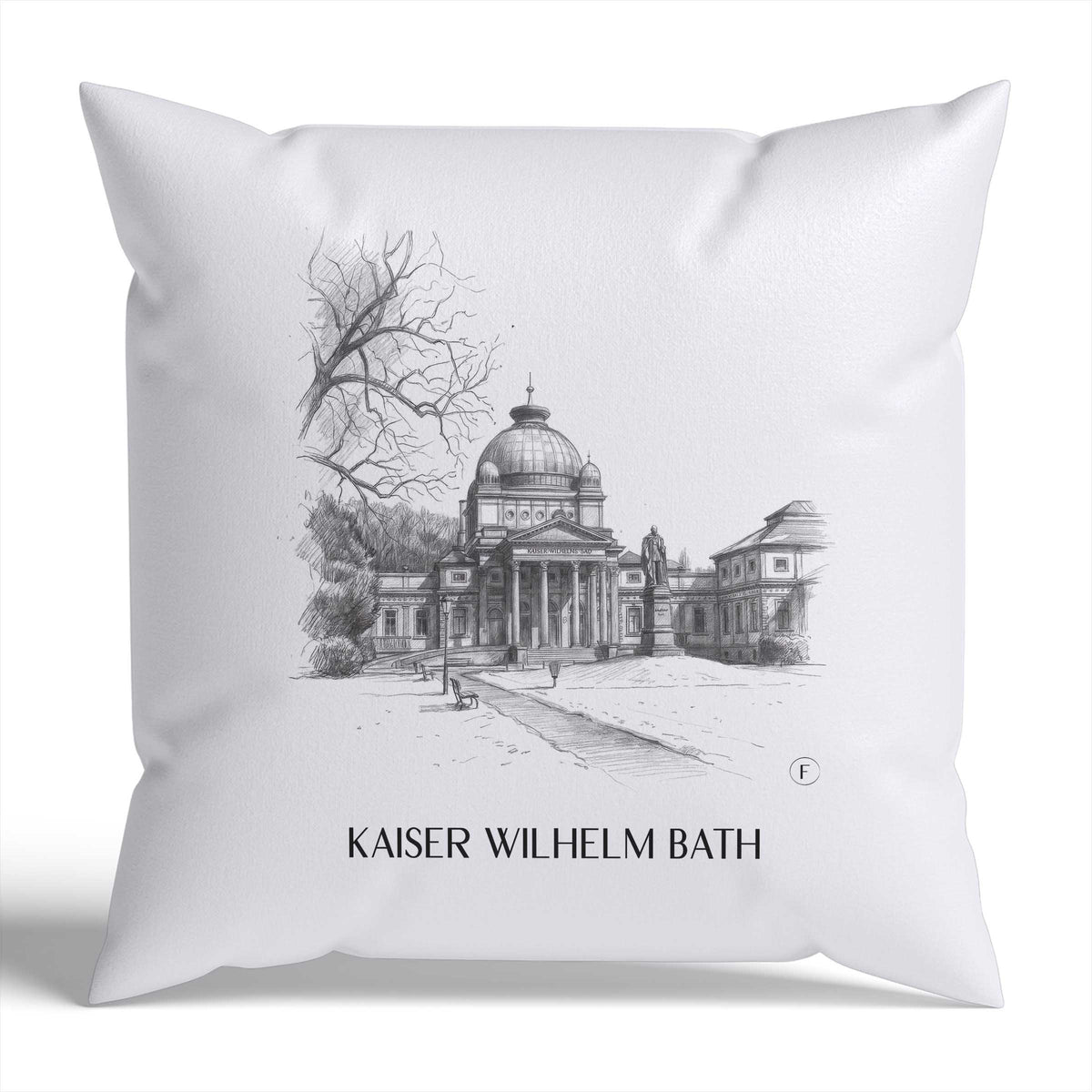 Kaiser Wilhelm Bad Kissenhülle - Zierkissen Bezug - Bad Homburg - Deutschland Kissen bzw. Kissenbezug im Zeichnung Stil - favplace