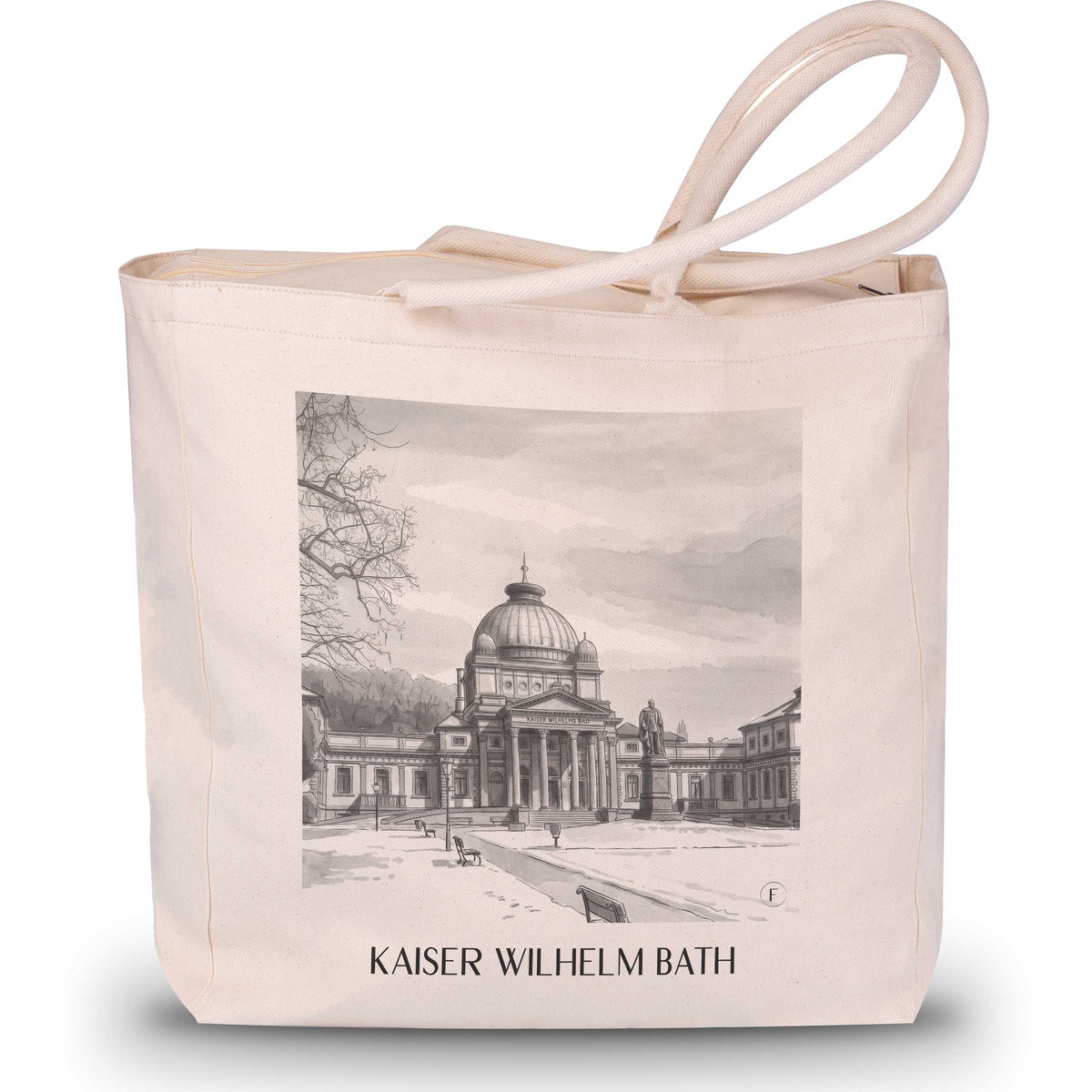 Kaiser Wilhelm Bad Shopping Tasche - Bad Homburg - Deutschland Tote Bag - Einkaufstasche im Aquarell Schwarz-Weiß Stil - favplace