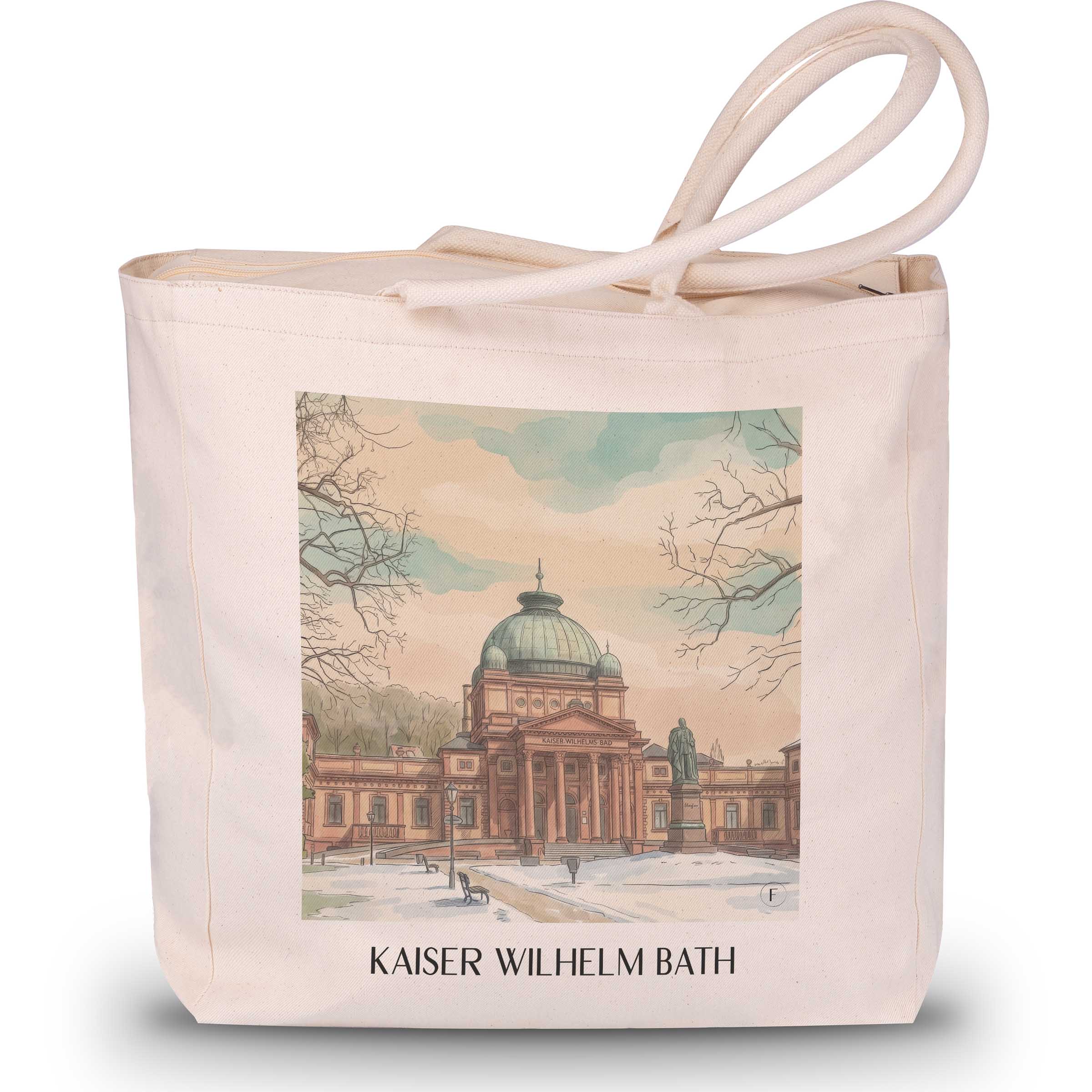 Kaiser Wilhelm Bad Shopping Tasche - Bad Homburg - Deutschland Tote Bag - Einkaufstasche im Aquarell Stil - favplace