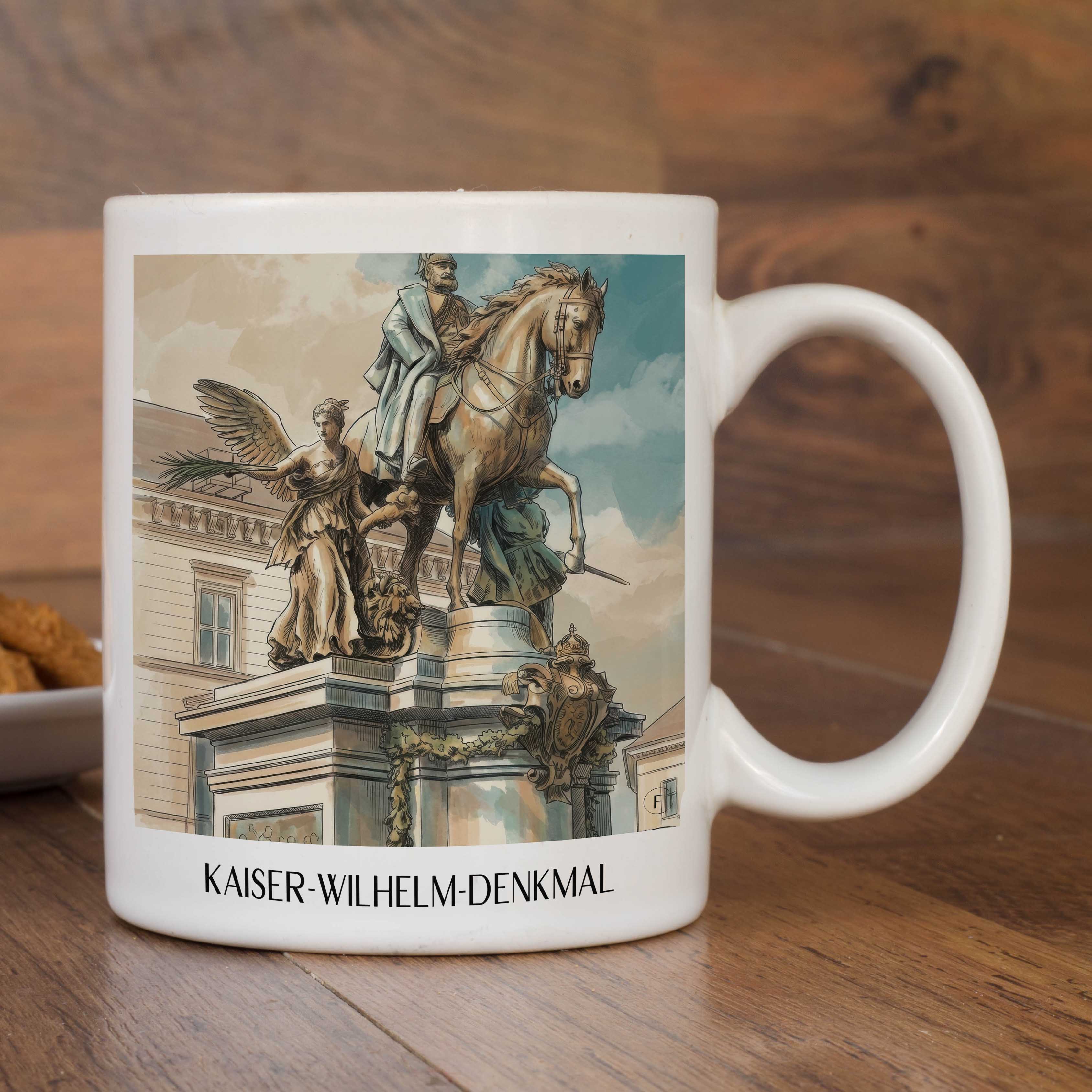 kaiser-wilhelm-denkmal-düsseldorf-deutschland-kaffeebecher-aquarell