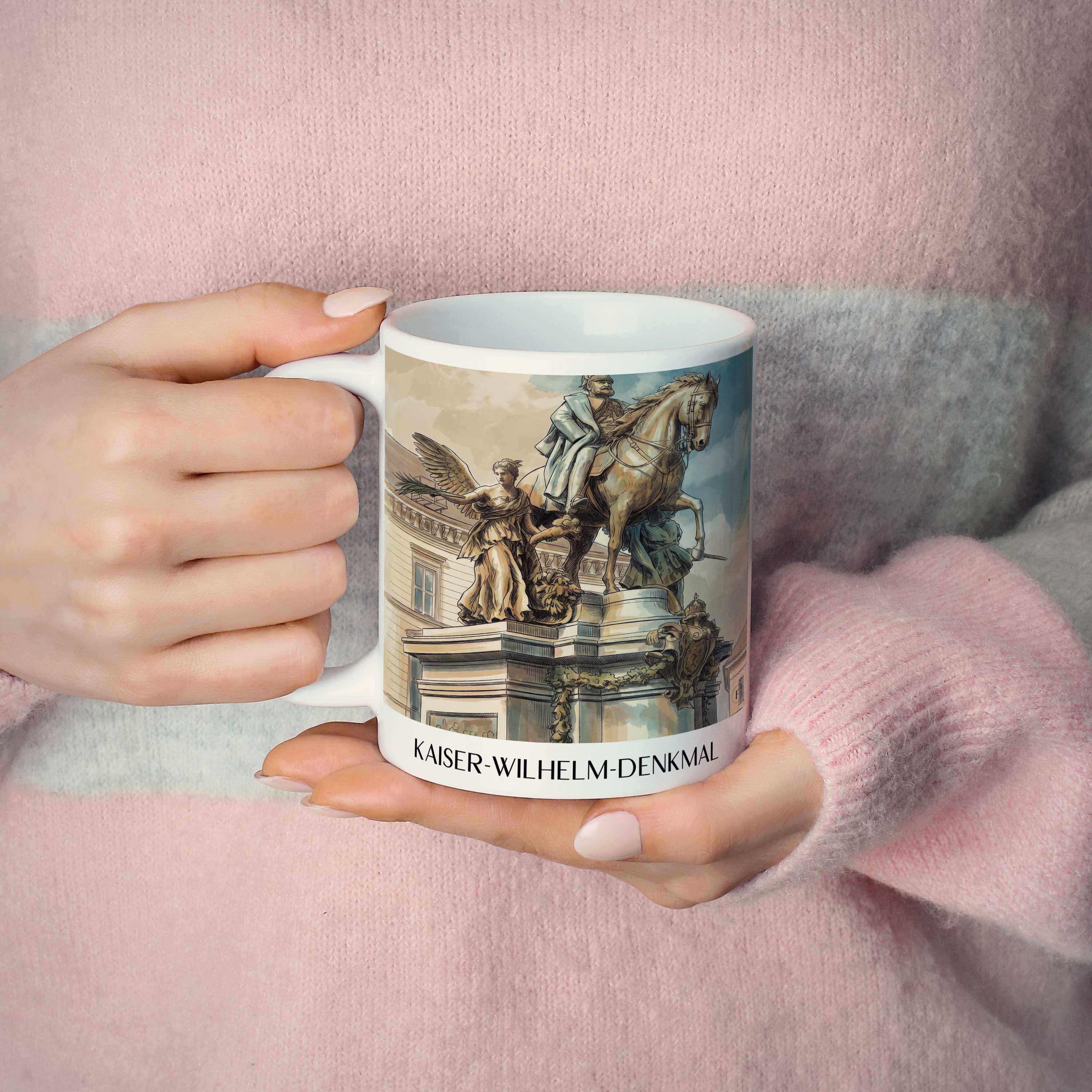 kaiser-wilhelm-denkmal-düsseldorf-deutschland-kaffeebecher-aquarell