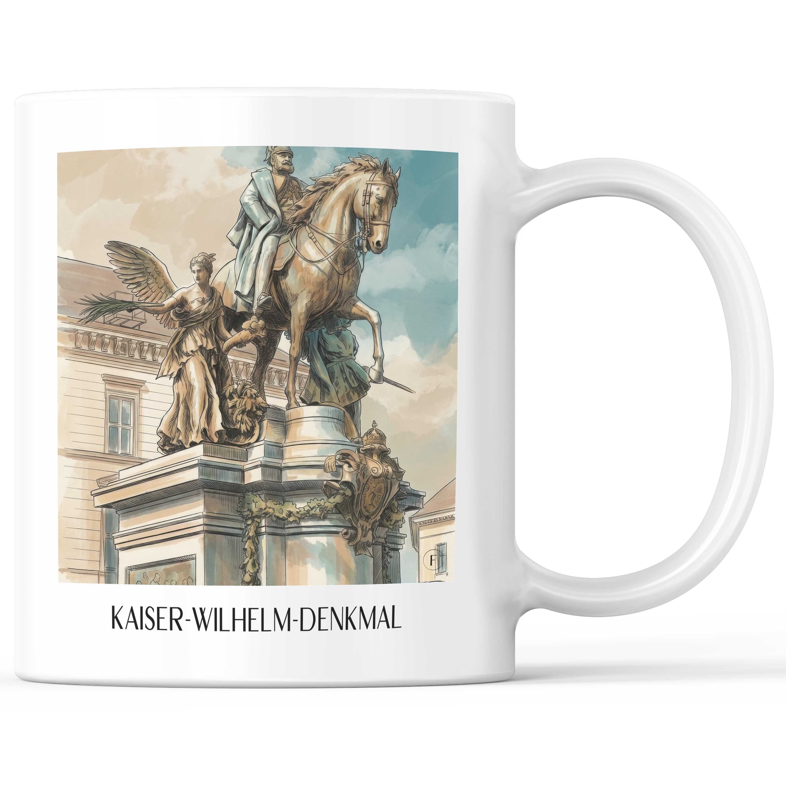 Kaiser-Wilhelm-Denkmal Kaffeebecher - Düsseldorf - Deutschland Becher - Kaffeetasse im Aquarell Stil - favplace