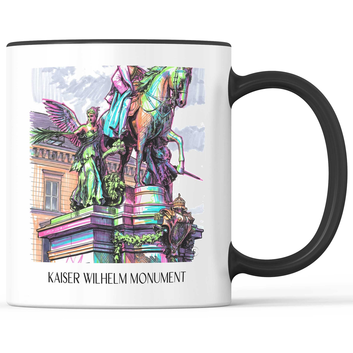 Kaiser-Wilhelm-Denkmal Kaffeebecher - Düsseldorf - Deutschland Becher - Kaffeetasse im Tag Graffiti Stil - favplace