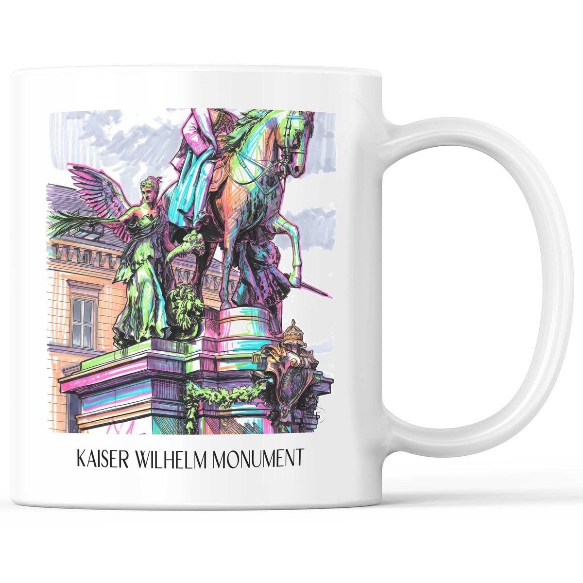 Kaiser-Wilhelm-Denkmal Kaffeebecher - Düsseldorf - Deutschland Becher - Kaffeetasse im Tag Graffiti Stil - favplace
