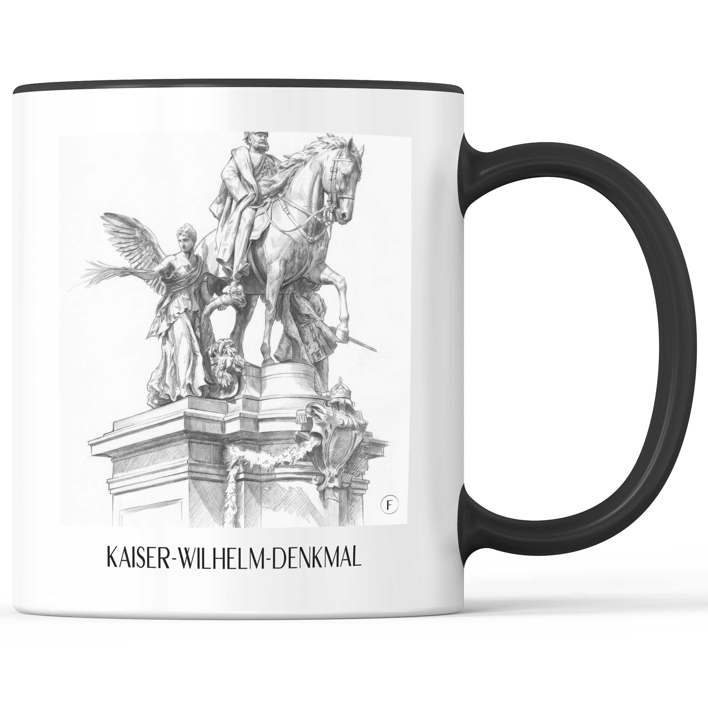 kaiser-wilhelm-denkmal-düsseldorf-deutschland-kaffeebecher-bleistift-zeichnung-drawing