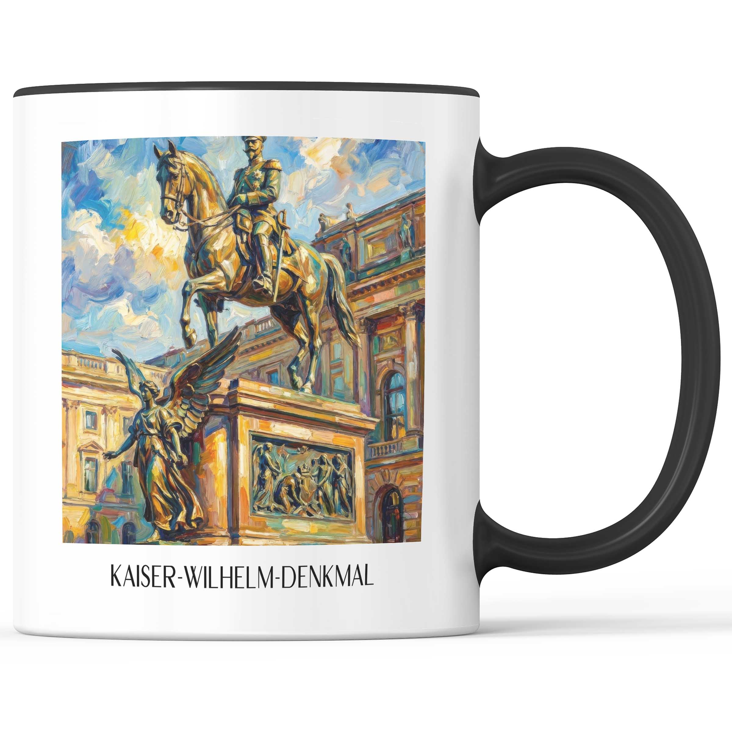 kaiser-wilhelm-denkmal-düsseldorf-deutschland-kaffeebecher-oil-painting-oelgemaelde