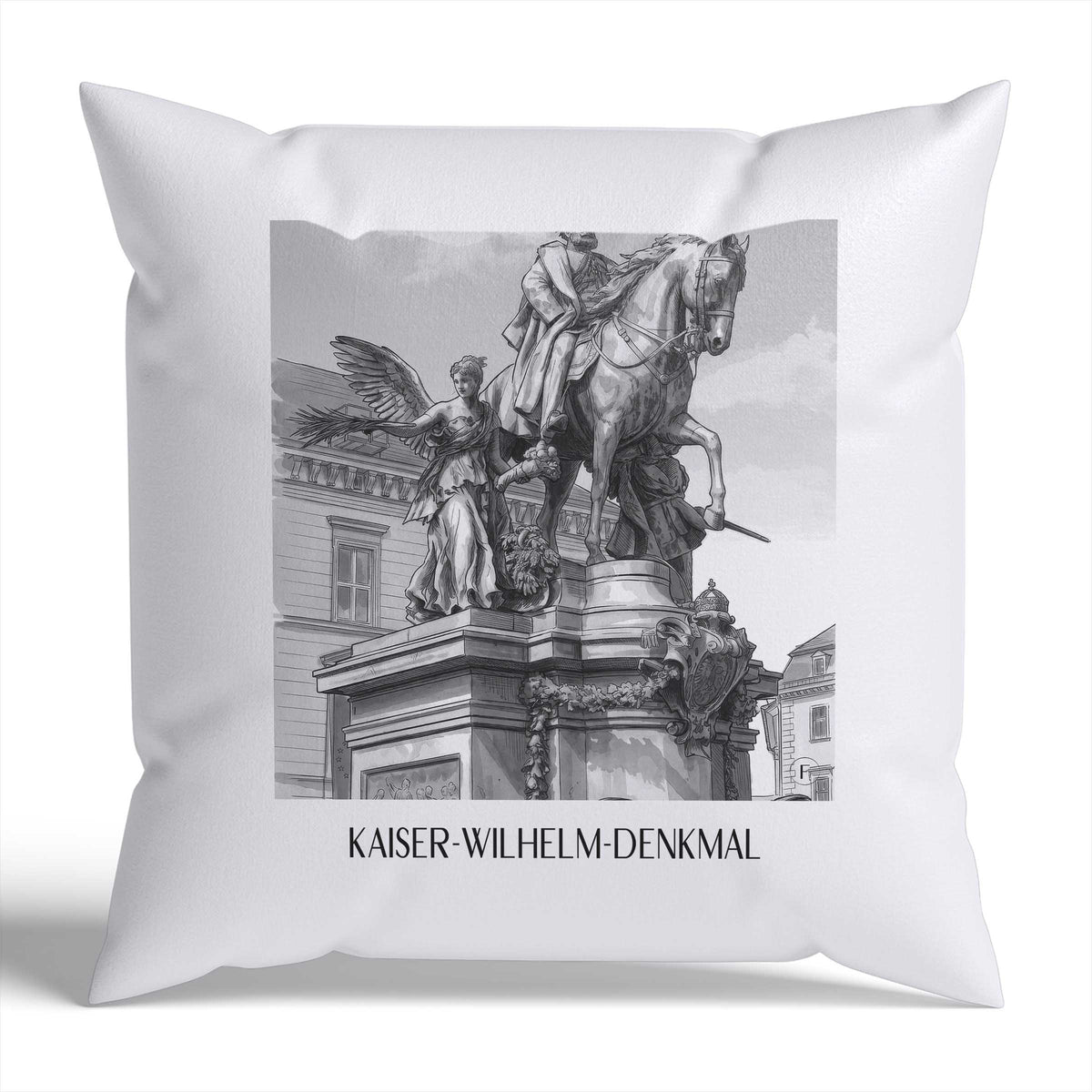 kaiser-wilhelm-denkmal-düsseldorf-deutschland-kissenbezug-aquarell-schwarz-weiss
