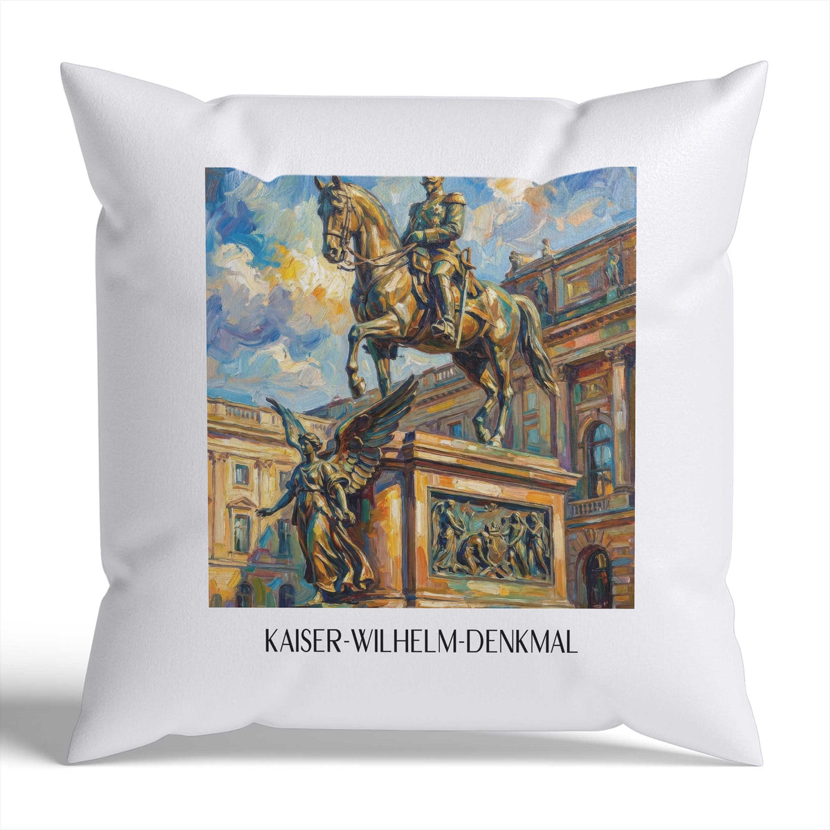 kaiser-wilhelm-denkmal-düsseldorf-deutschland-kissenbezug-oil-painting-oelgemaelde