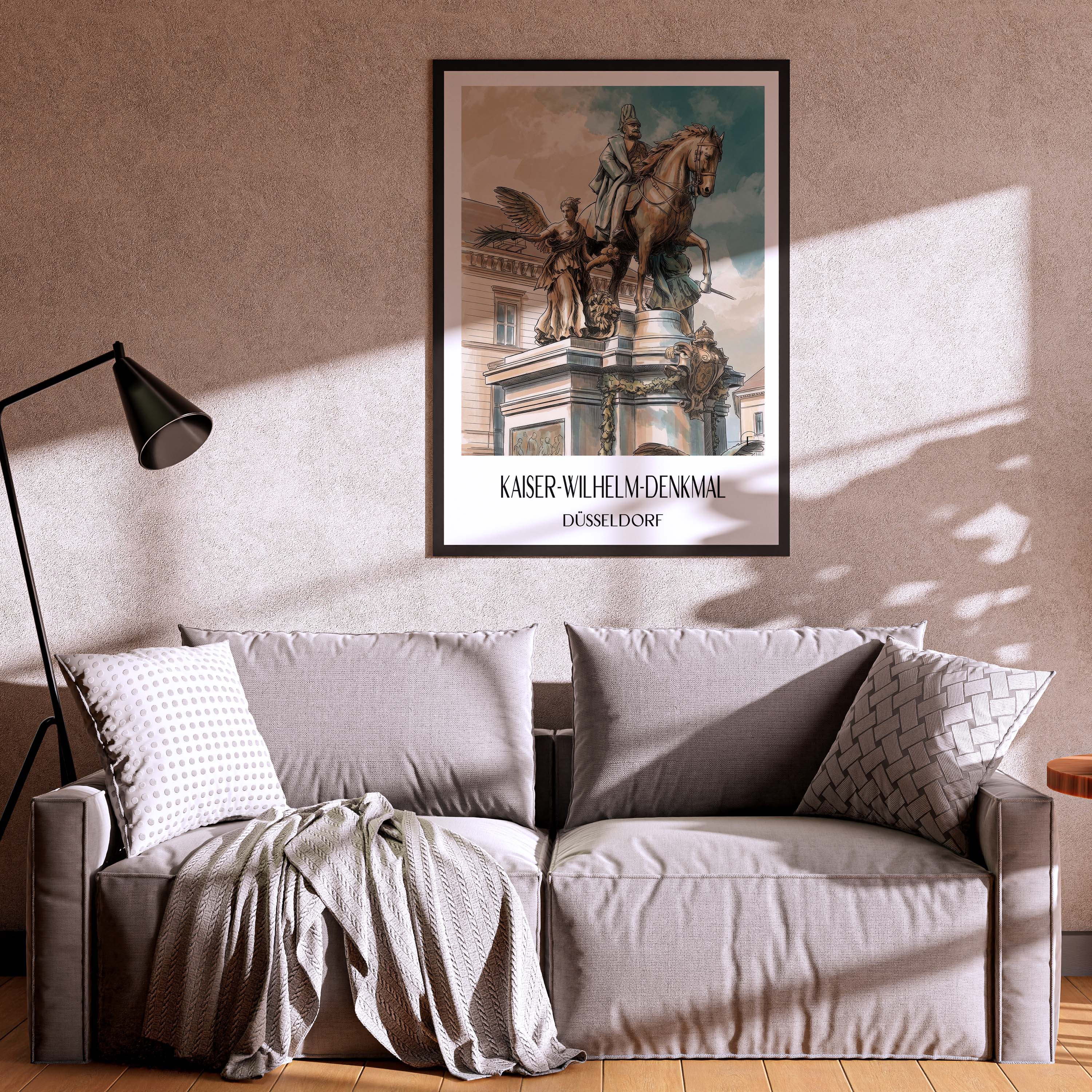 kaiser-wilhelm-denkmal-düsseldorf-deutschland-poster-aquarell