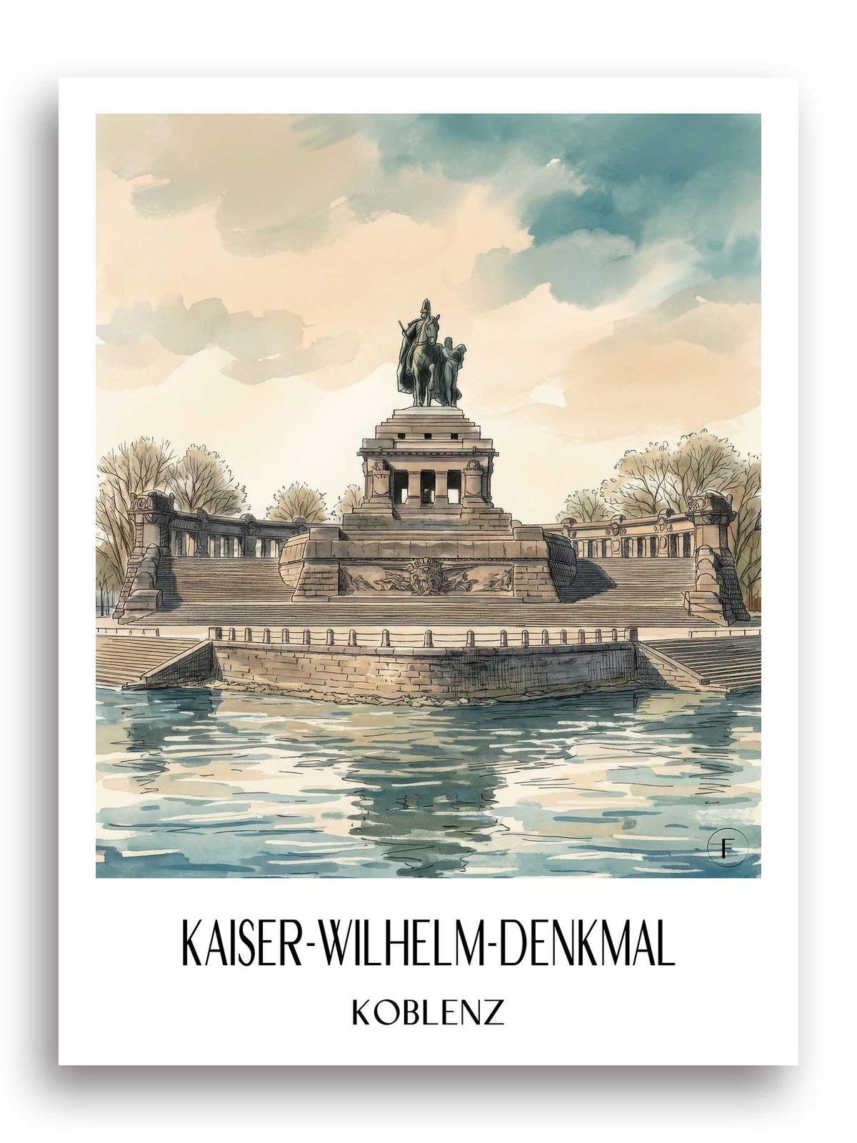 kaiser-wilhelm-denkmal-koblenz-deutschland-poster-aquarell