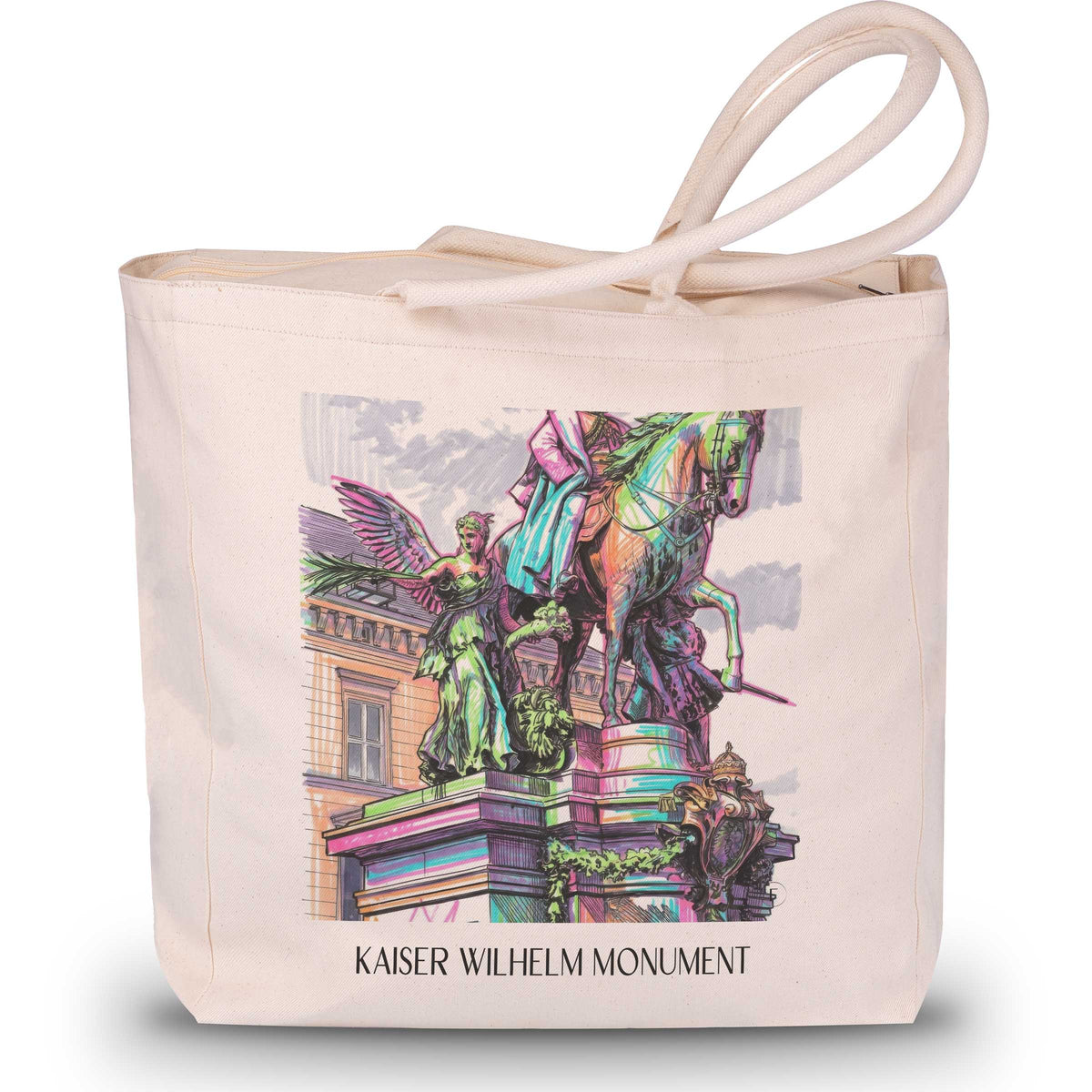 Kaiser-Wilhelm-Denkmal Shopping Tasche - Düsseldorf - Deutschland Tote Bag - Einkaufstasche im Tag Graffiti Stil - favplace