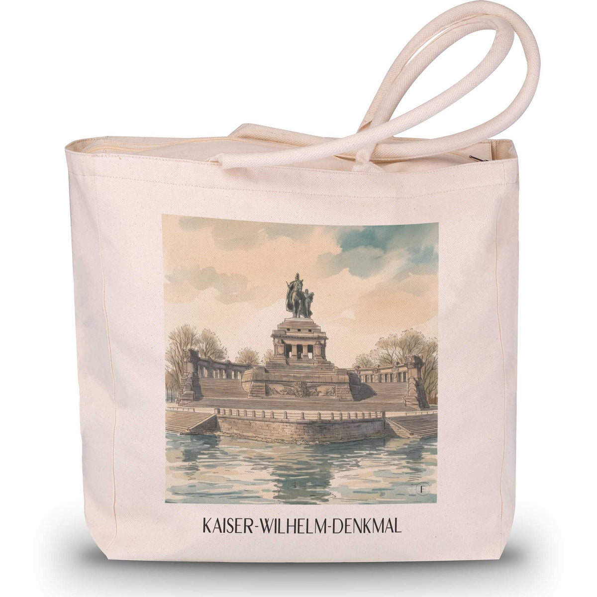 kaiser-wilhelm-denkmal-koblenz-deutschland-einkaufstasche-aquarell
