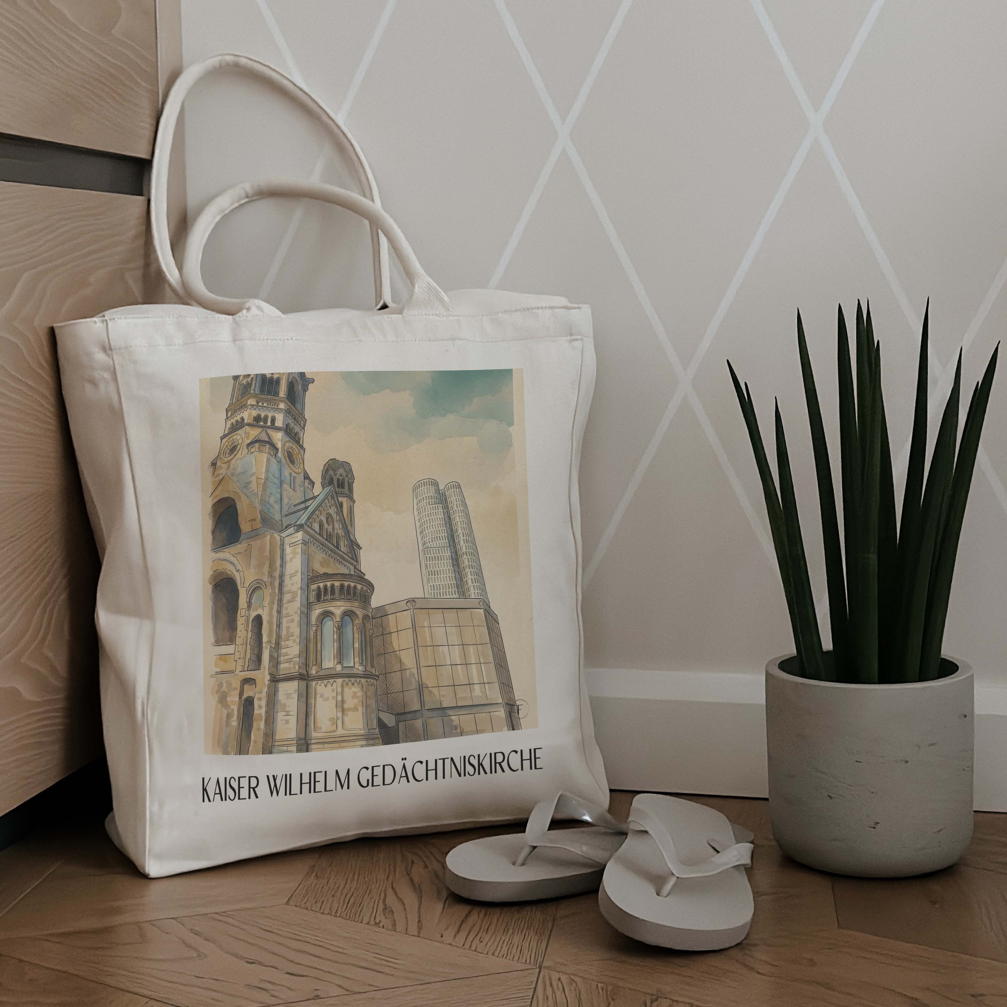 kaiser-wilhelm-gedächtniskirche-berlin-deutschland-einkaufstasche-aquarell