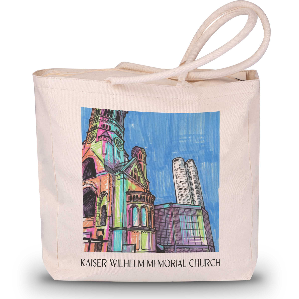 Kaiser Wilhelm Gedächtniskirche Shopping Tasche - Berlin - Deutschland Tote Bag - Einkaufstasche im Tag Graffiti Stil - favplace