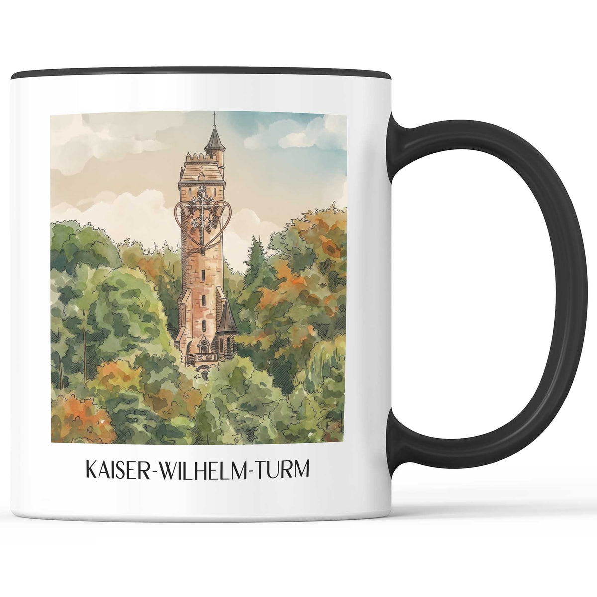 kaiser-wilhelm-turm-marburg-deutschland-kaffeebecher-aquarell