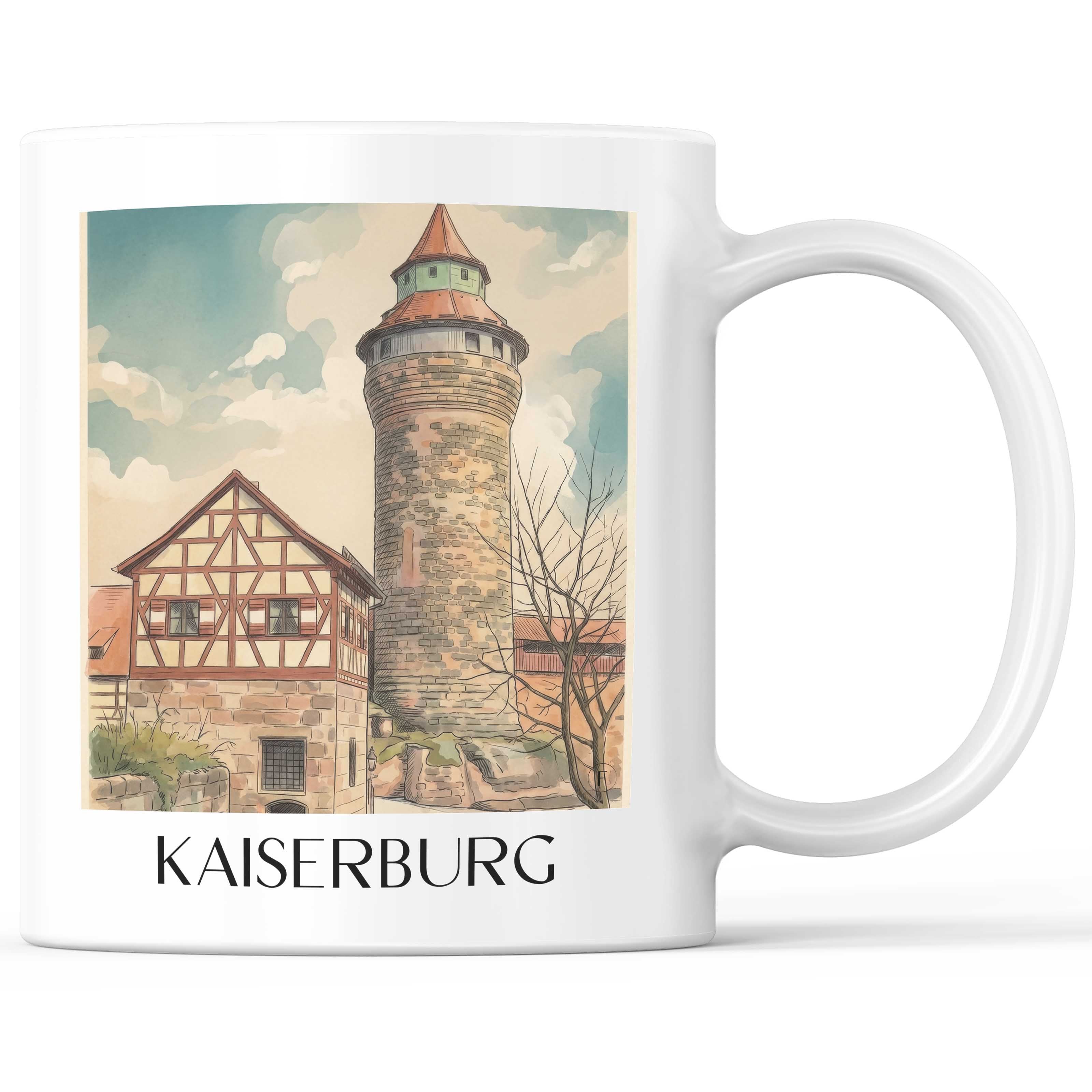 Kaiserburg Kaffeebecher - Nürnberg - Deutschland Becher - Kaffeetasse im Aquarell Stil - favplace